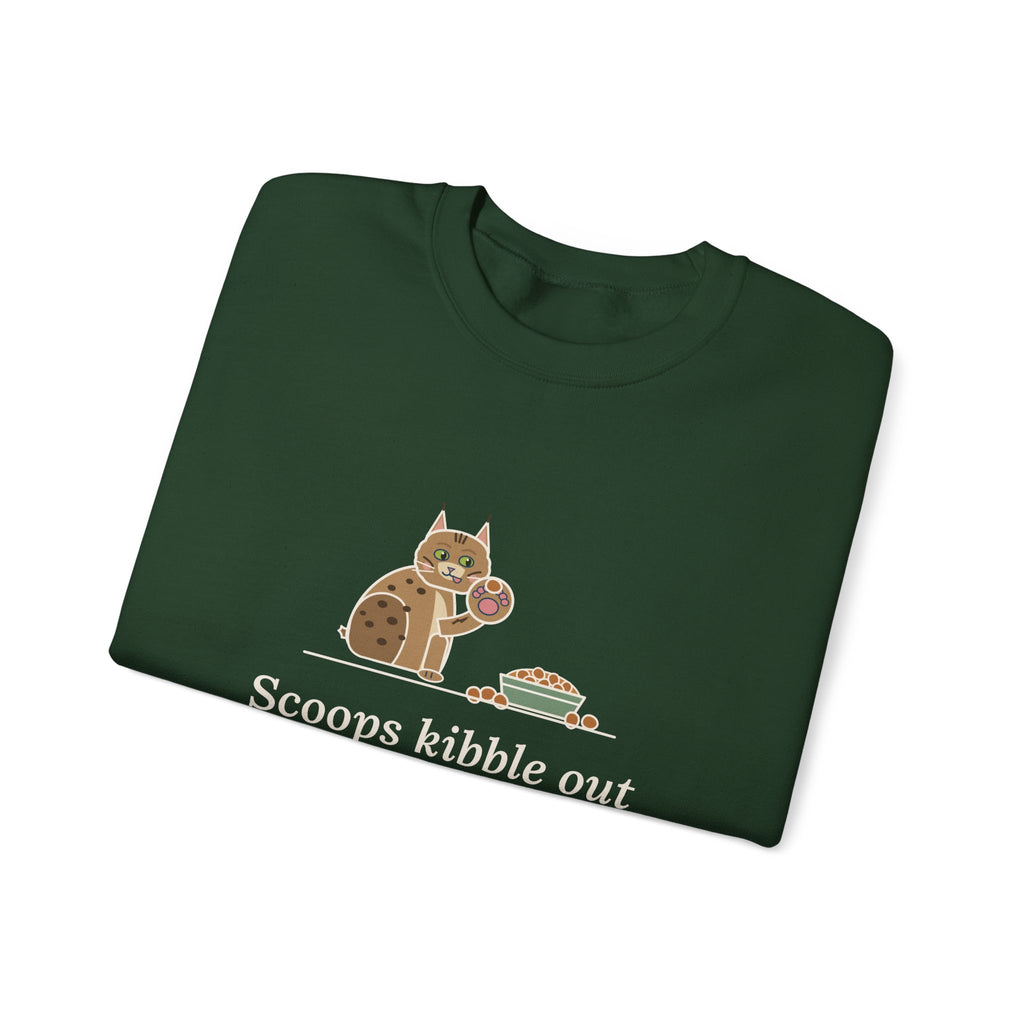 Pixiebob Cat Crewneck Sweatshirt - Kibble Scooped With Her Mitten Paw