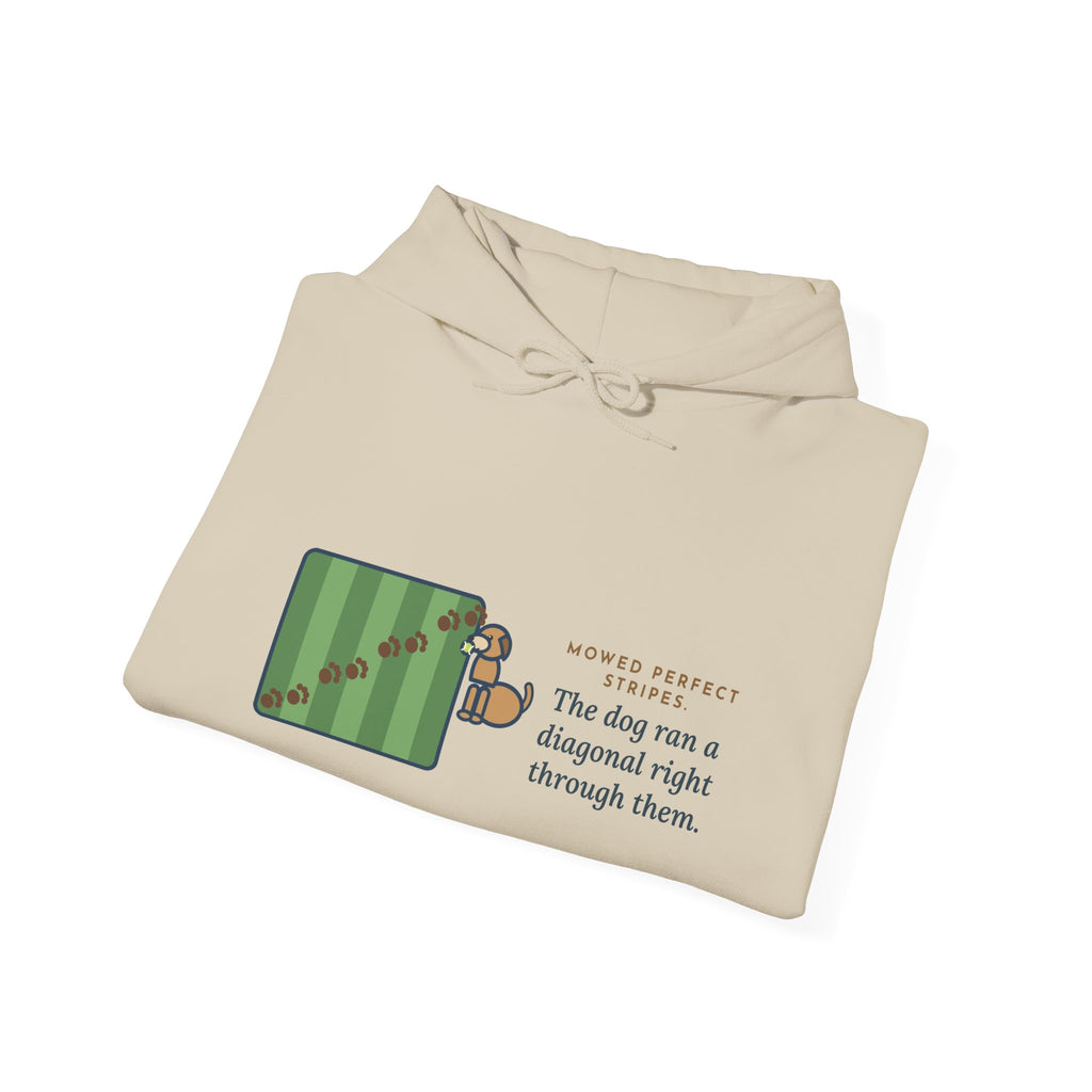 Funny Landscaper Hoodie - Lawn Stripes Ruined by One Diagonal Dog