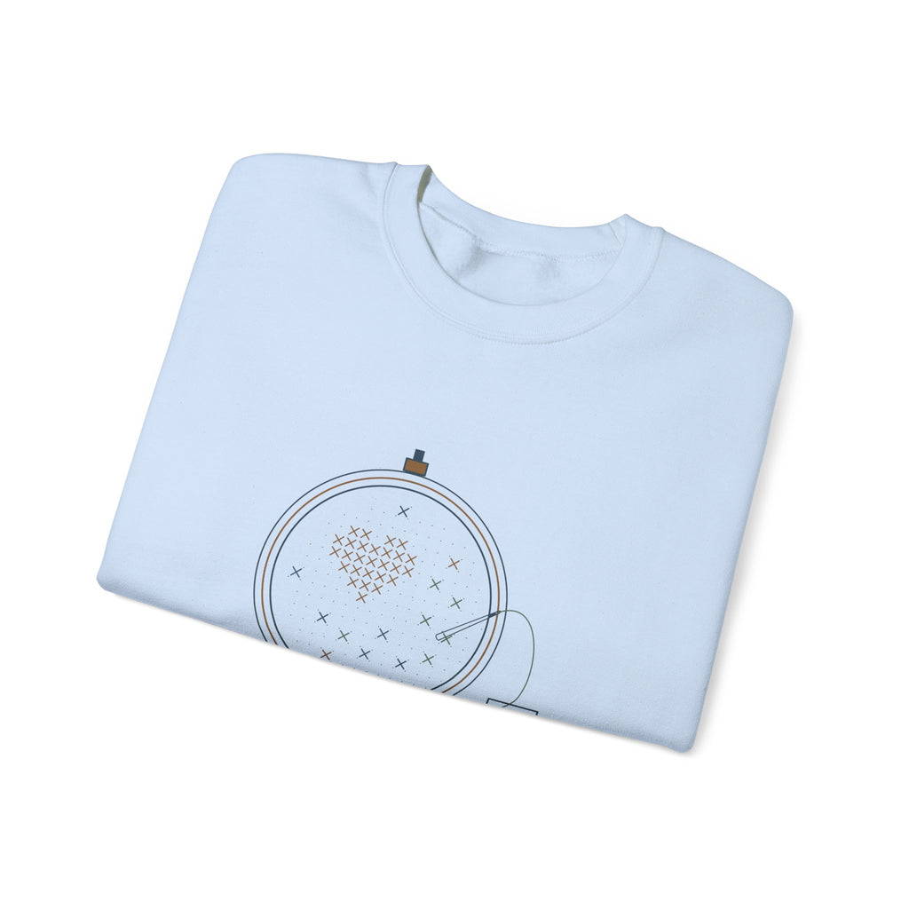Cross-Stitch Crewneck Sweatshirt - Confetti Stitches Build Character Gift