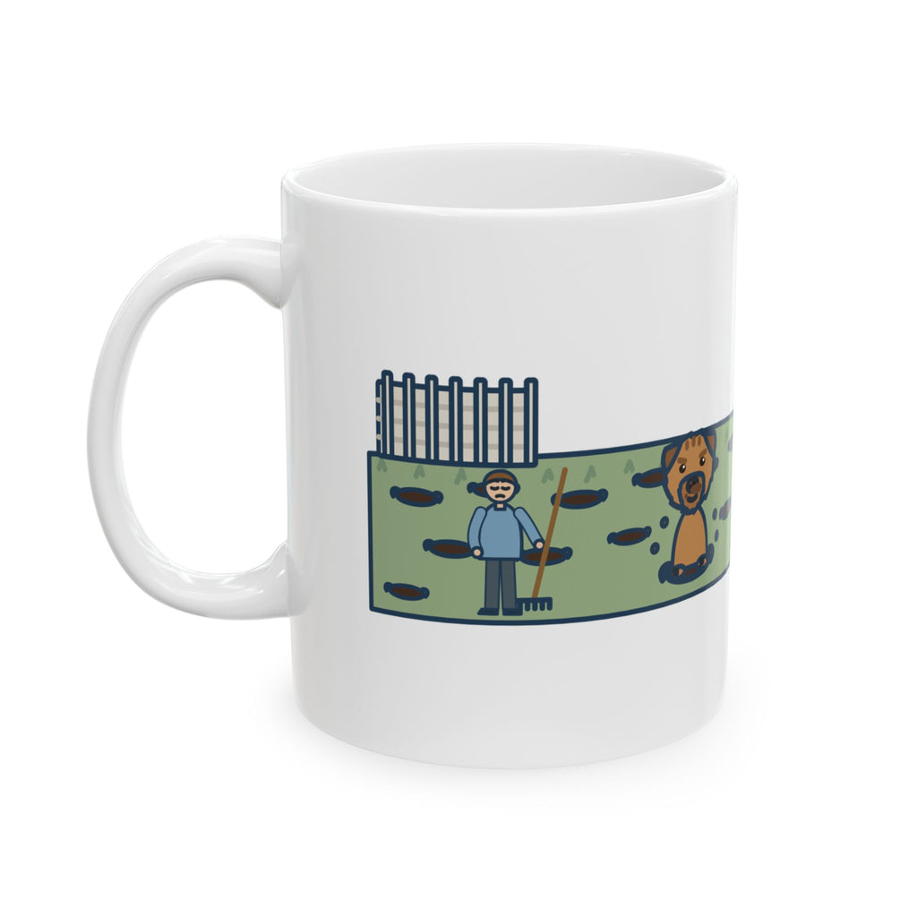 Border Terrier Coffee Mug - One Mole, Twelve Holes, One Muddy Nose