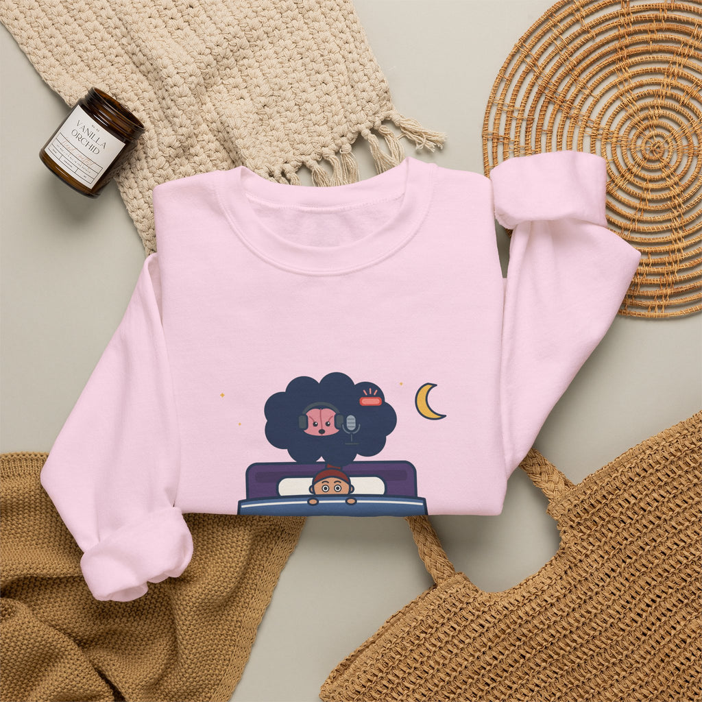 Funny Night Owl Crewneck Sweatshirt - My Brain Starts a Podcast at Bedtime