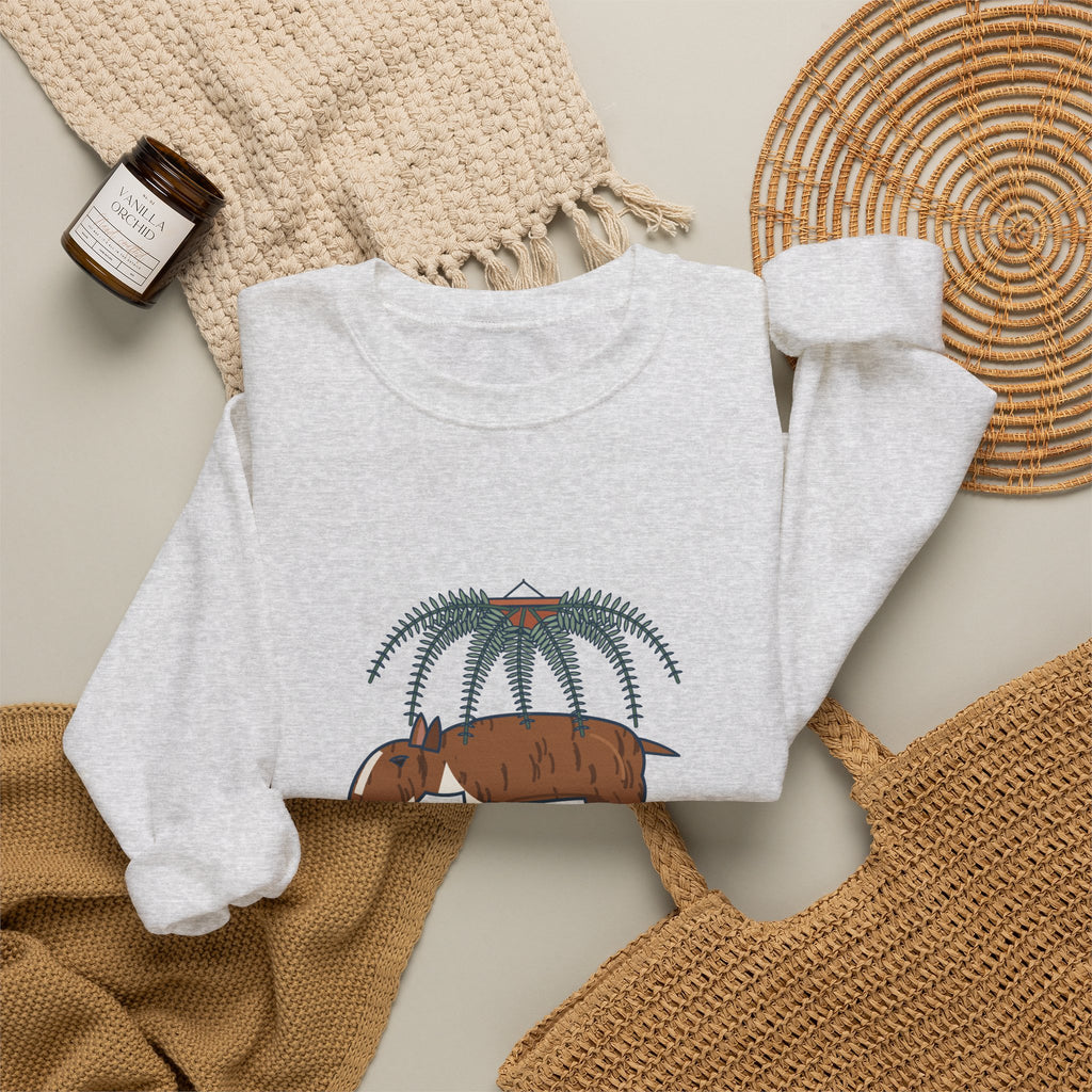Bull Terrier Crewneck Sweatshirt - Trancing Under the Ferns Slow Motion Dog Lover Gift