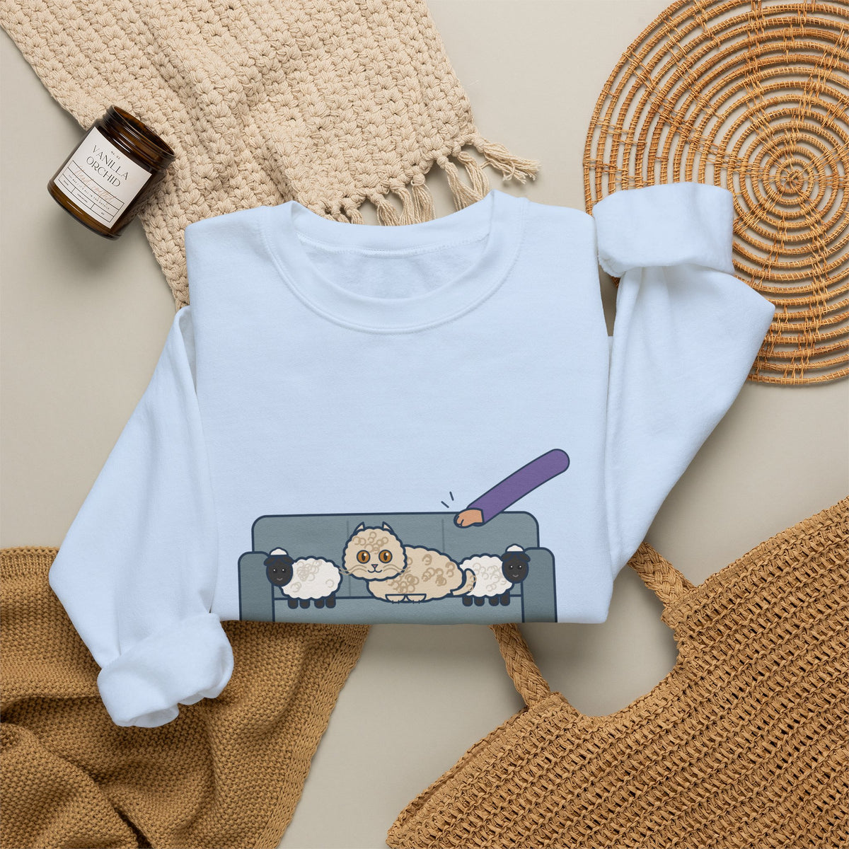 Selkirk Rex Crewneck Sweatshirt - Mistaken for a Stuffed Sheep