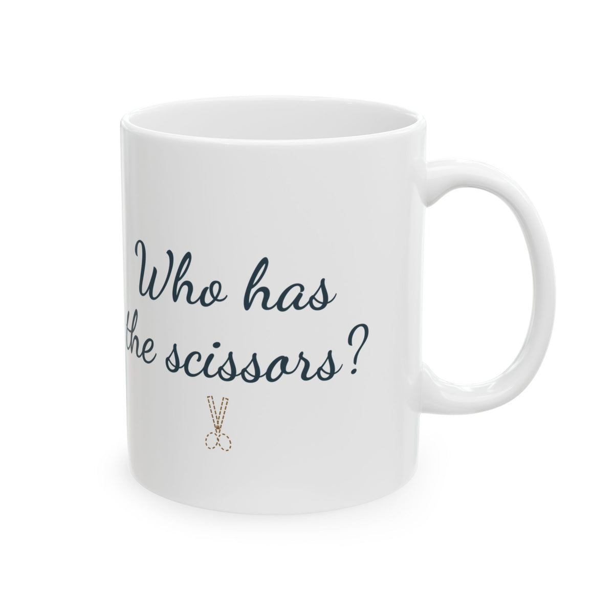 Christmas Coffee Mug - Who Has the Scissors? Funny Gift Wrapping Night Mug