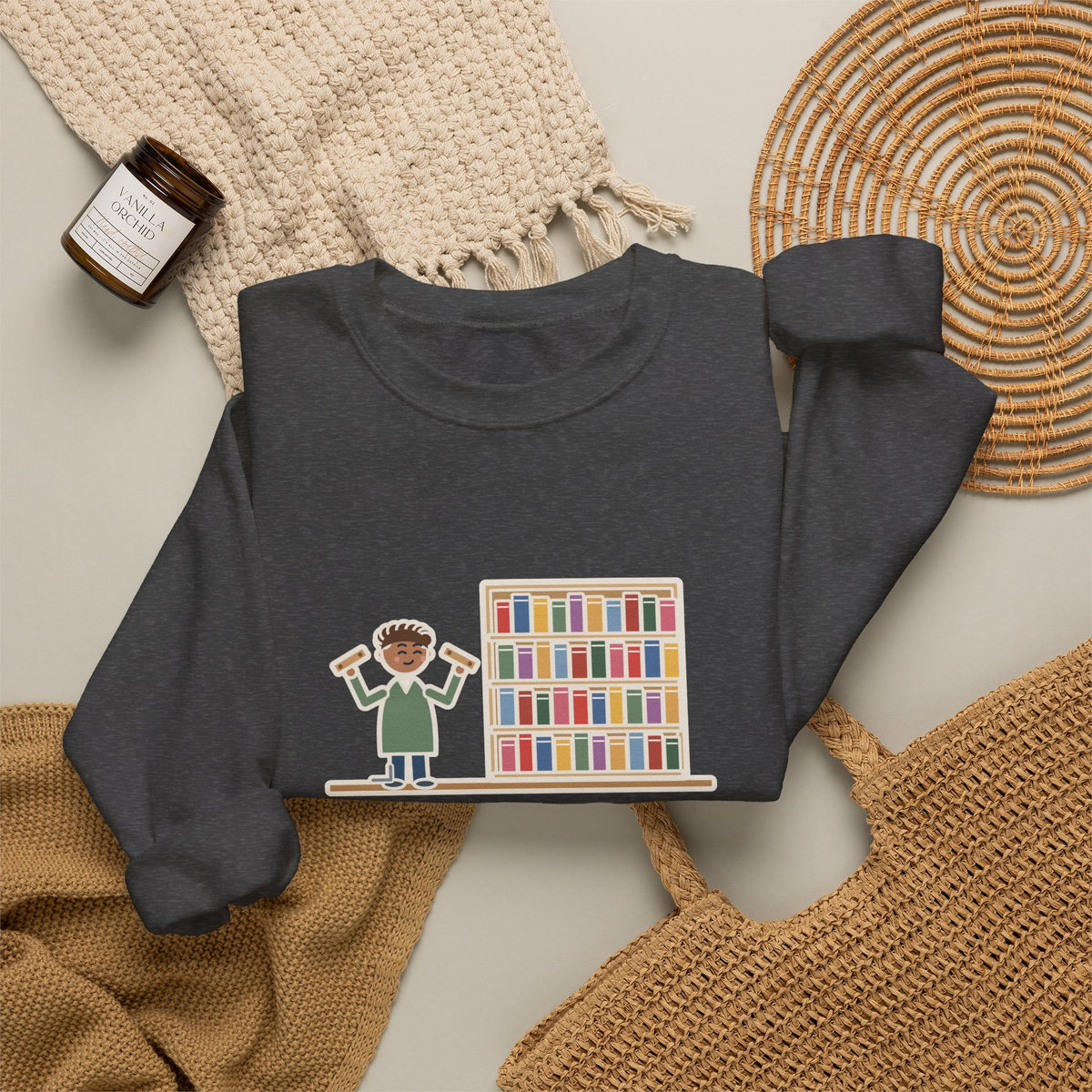 DIY Bookshelf Sweatshirt, Built It, Two Pieces Left Over, Holds Forty Books Anyway, Funny Finished Shelf Crewneck