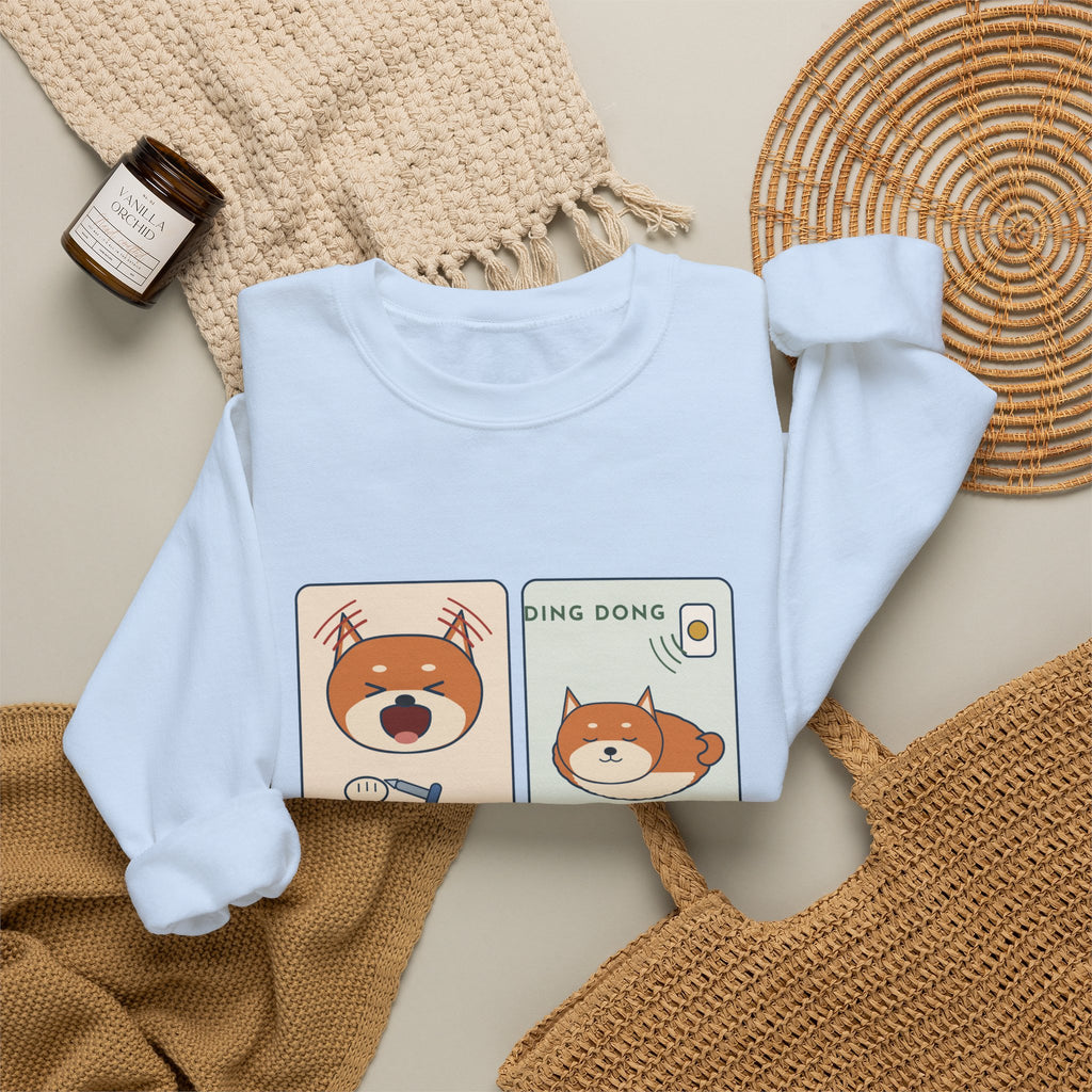 Shiba Inu Crewneck Sweatshirt - Screams at Nail Trims. Ignores the Doorbell.