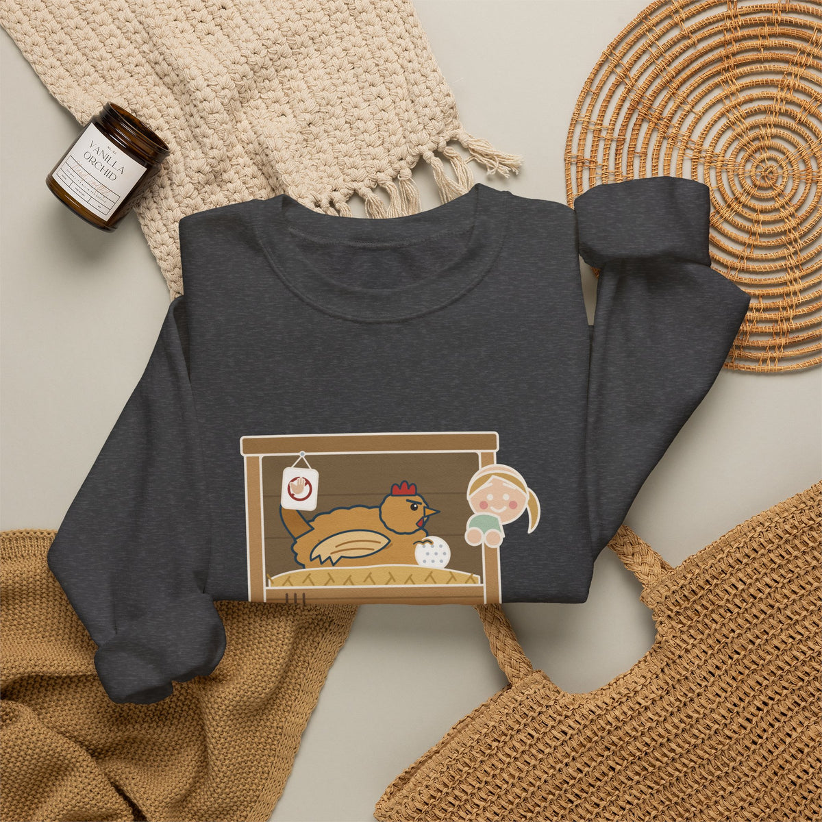 Backyard Chickens Crewneck Sweatshirt - She's Been Sitting on a Golf Ball for Three Days