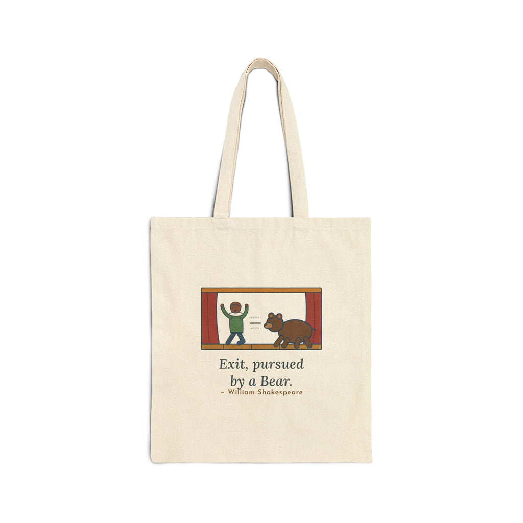 Exit, Pursued by a Bear Tote Bag, Theatre Shakespeare Quote Tote with Stage Chase