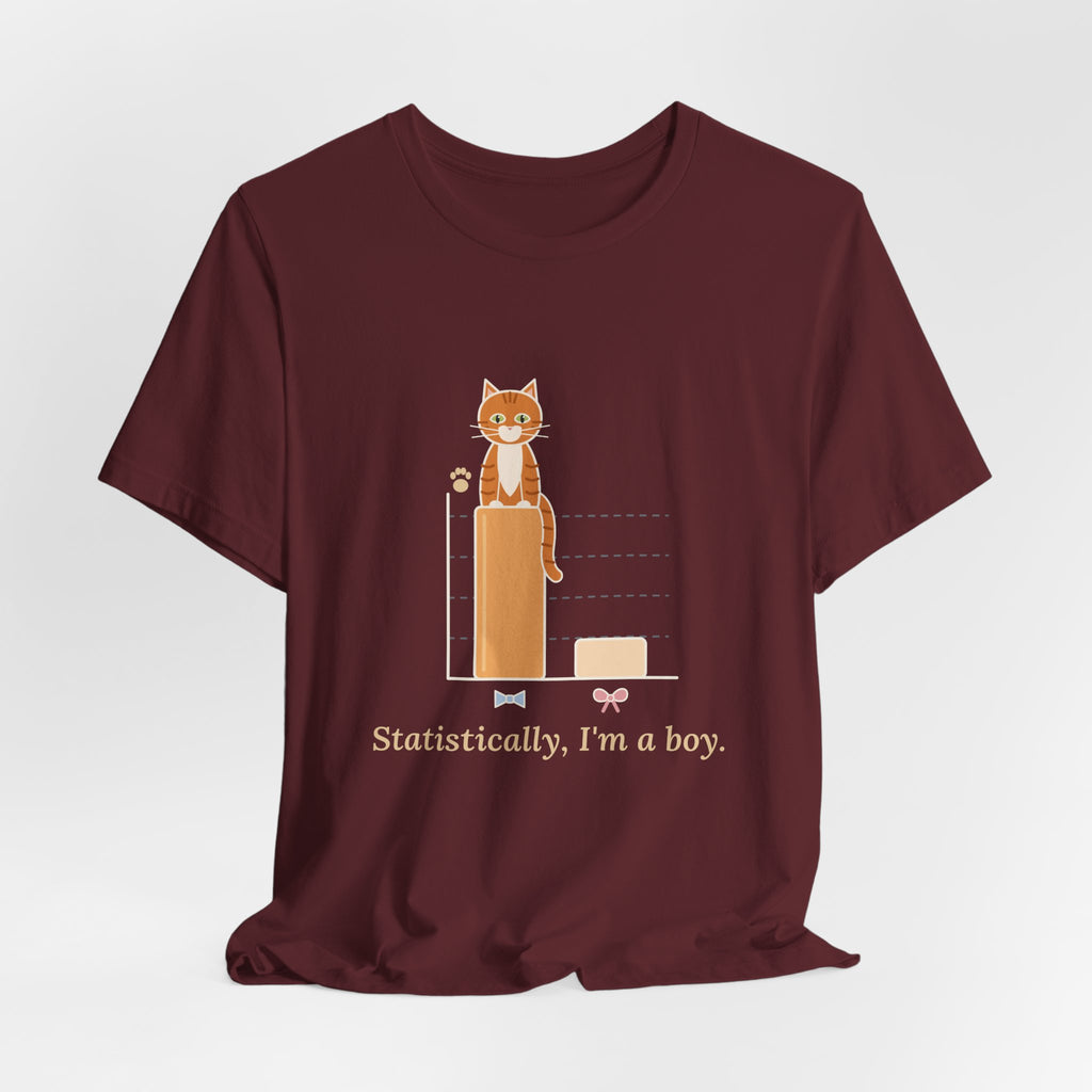 Orange Cat T-Shirt - Statistically, I'm a Boy. Funny Ginger Cat Owner Tee