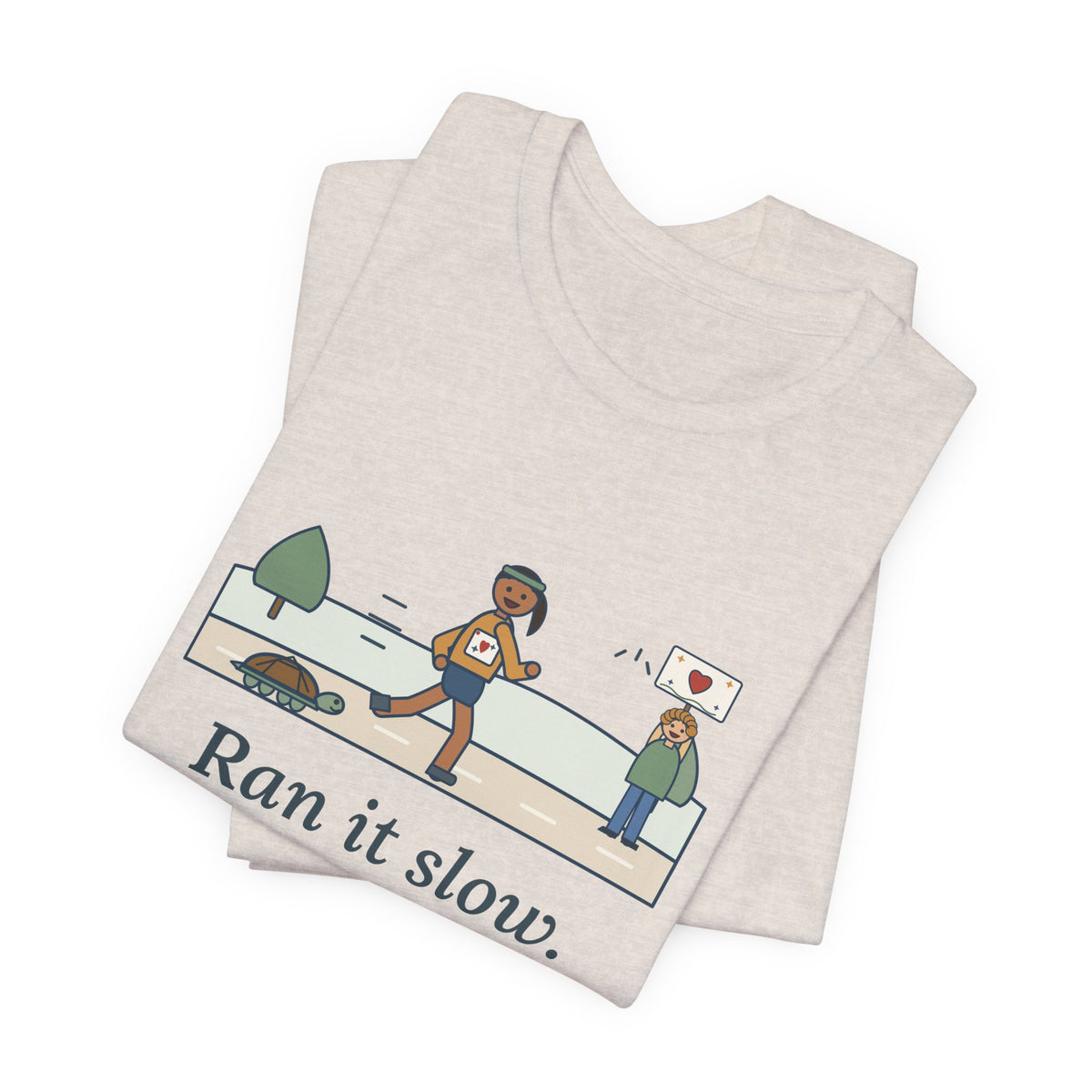 Ran It Slow. Ran It Anyway. T-Shirt, Running Quote Tee with Turtle Pace