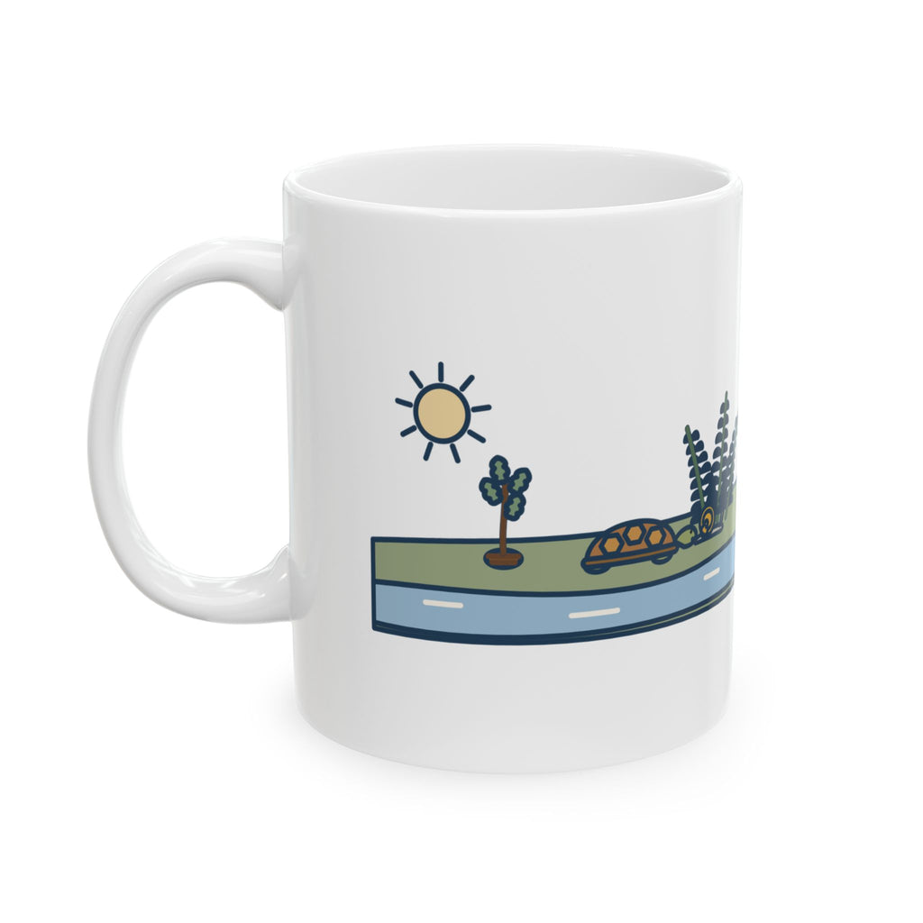 Emerson Quote Mug, Adopt the Pace of Nature, Her Secret Is Patience, Nature Tortoise and Snail Coffee Mug 11oz