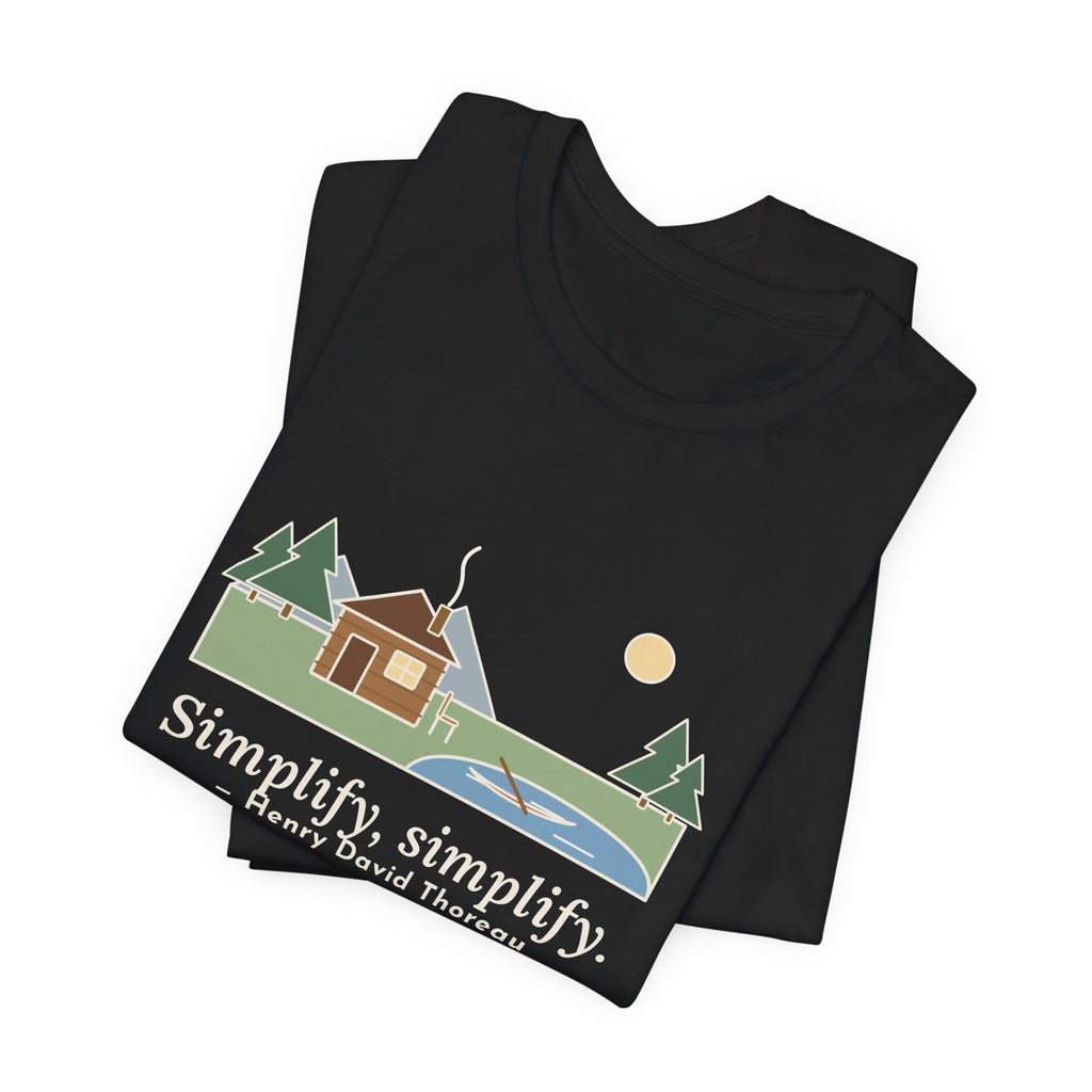Thoreau Nature Quote T-Shirt, Simplify, Simplify, Minimalist One-Room Cabin Tee
