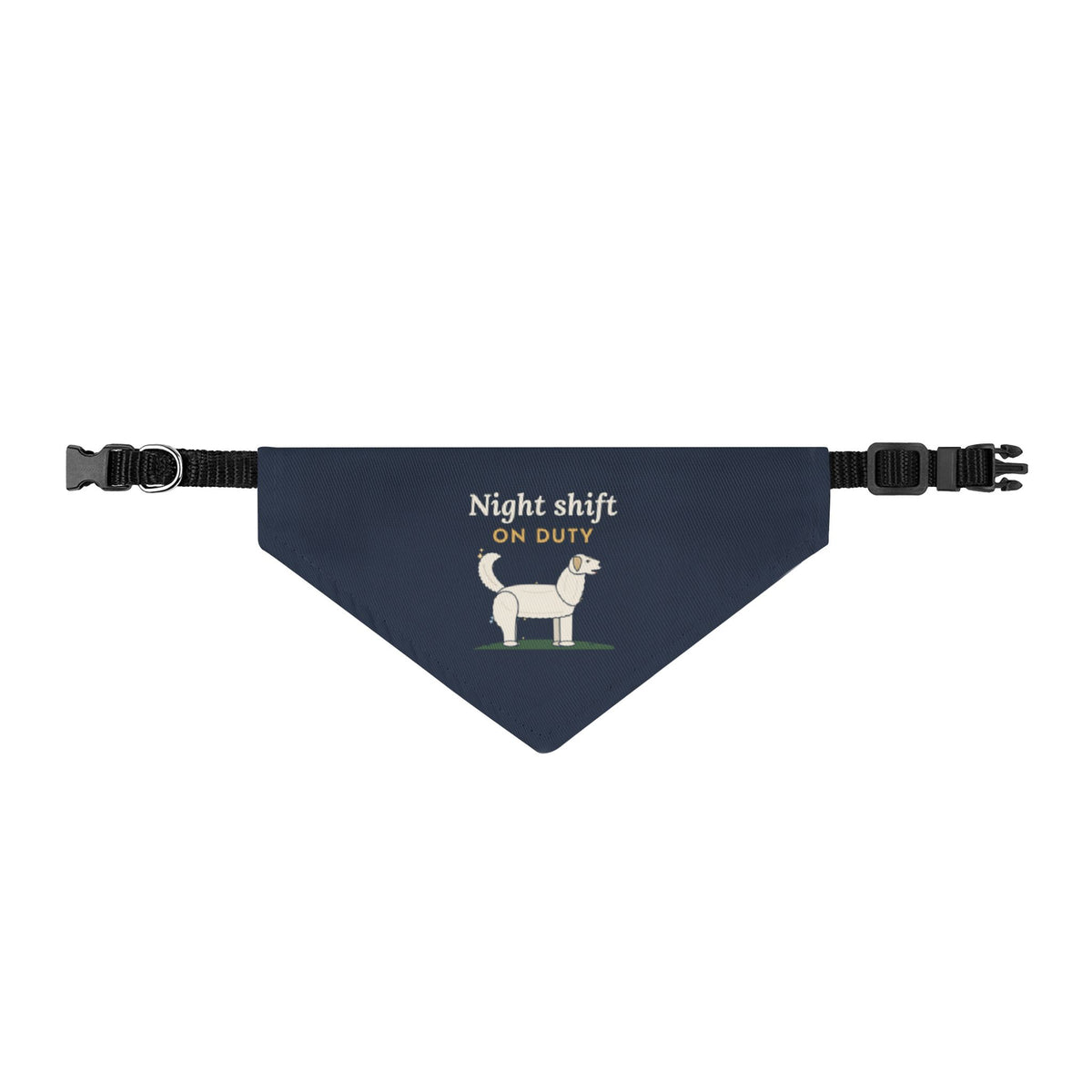 Great Pyrenees Dog Bandana - Night Shift on Duty Clip-On Pet Bandana