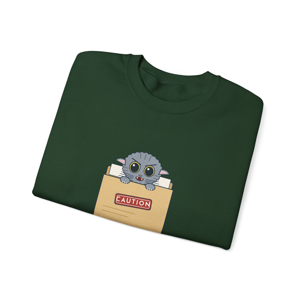 Veterinary Technician Crewneck Sweatshirt - The Chart Says CAUTION. The Cat Agrees.