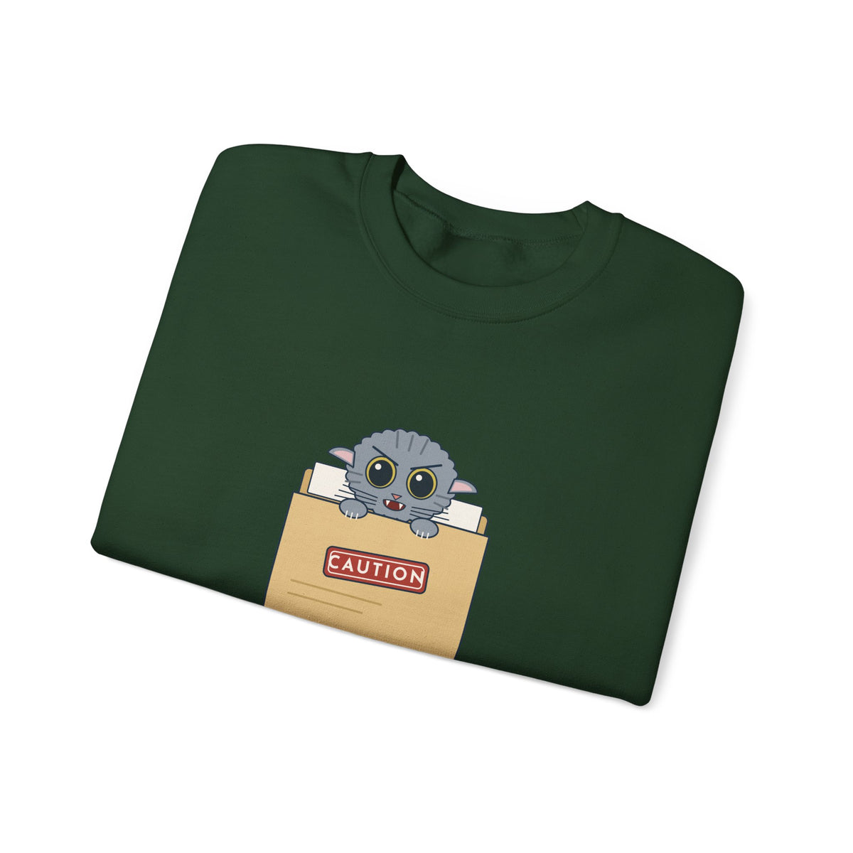 Veterinary Technician Crewneck Sweatshirt - The Chart Says CAUTION. The Cat Agrees.