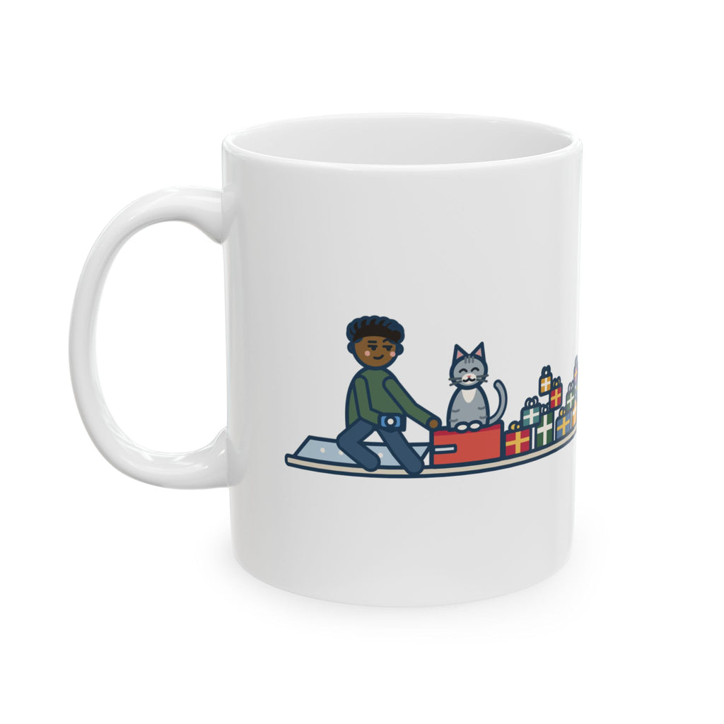 Gift Wrapping Mug, Wrapped Twelve Presents, The Cat Sat on Every One While I Taped, Funny Coffee Mug 11oz