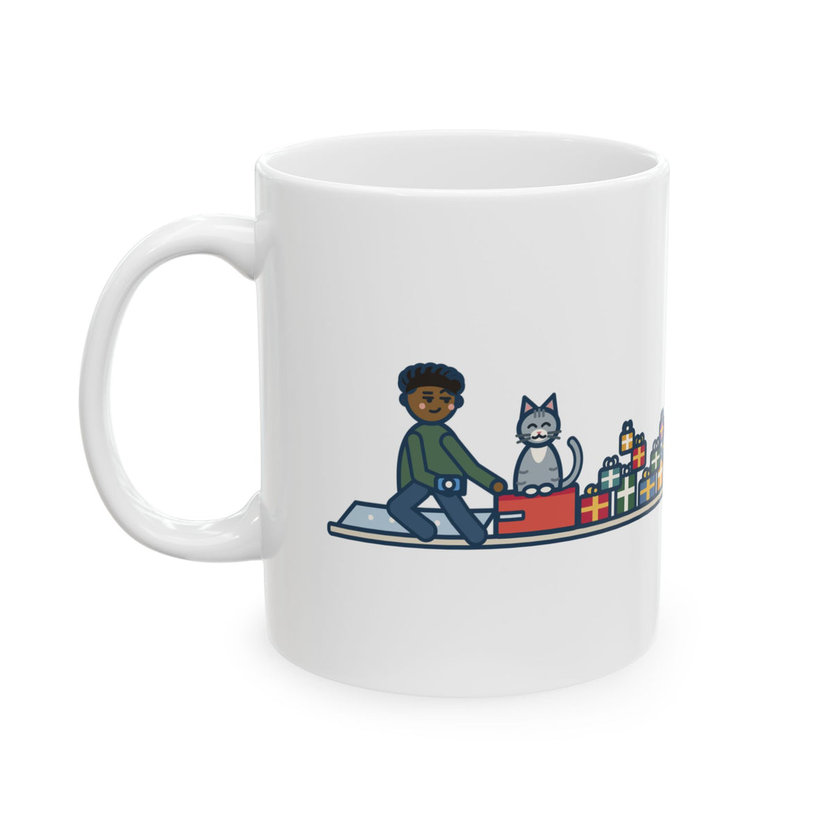 Gift Wrapping Mug, Wrapped Twelve Presents, The Cat Sat on Every One While I Taped, Funny Coffee Mug 11oz