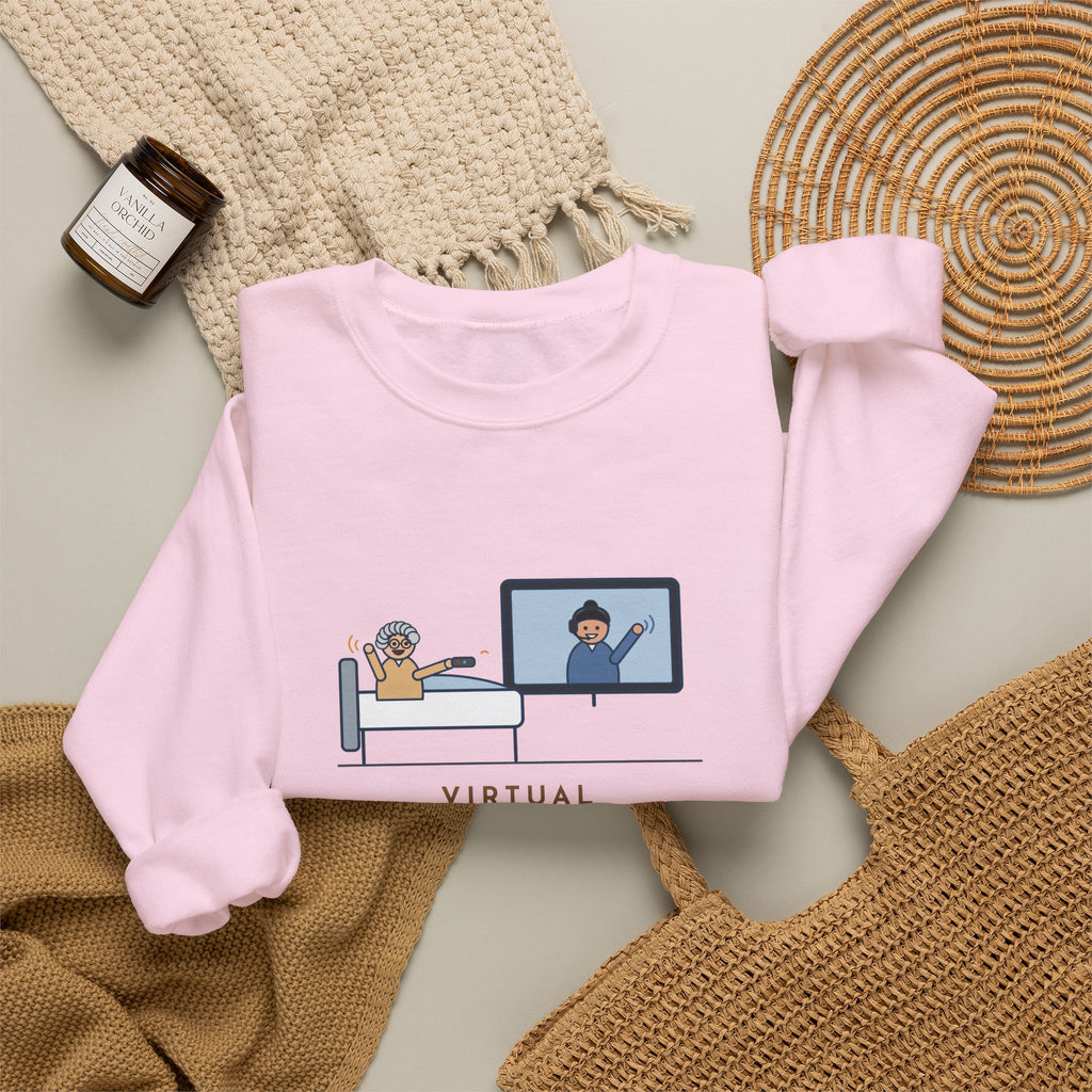 Virtual Nurse Crewneck Sweatshirt - Hello From the TV, Wave Back at the Remote