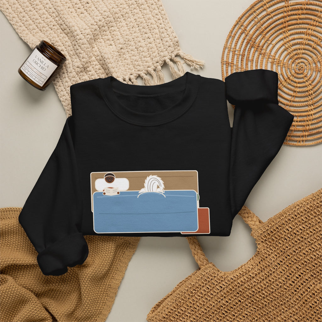 Chinese Crested Crewneck Sweatshirt - Cozy Dog Under the Comforter, Crest Showing