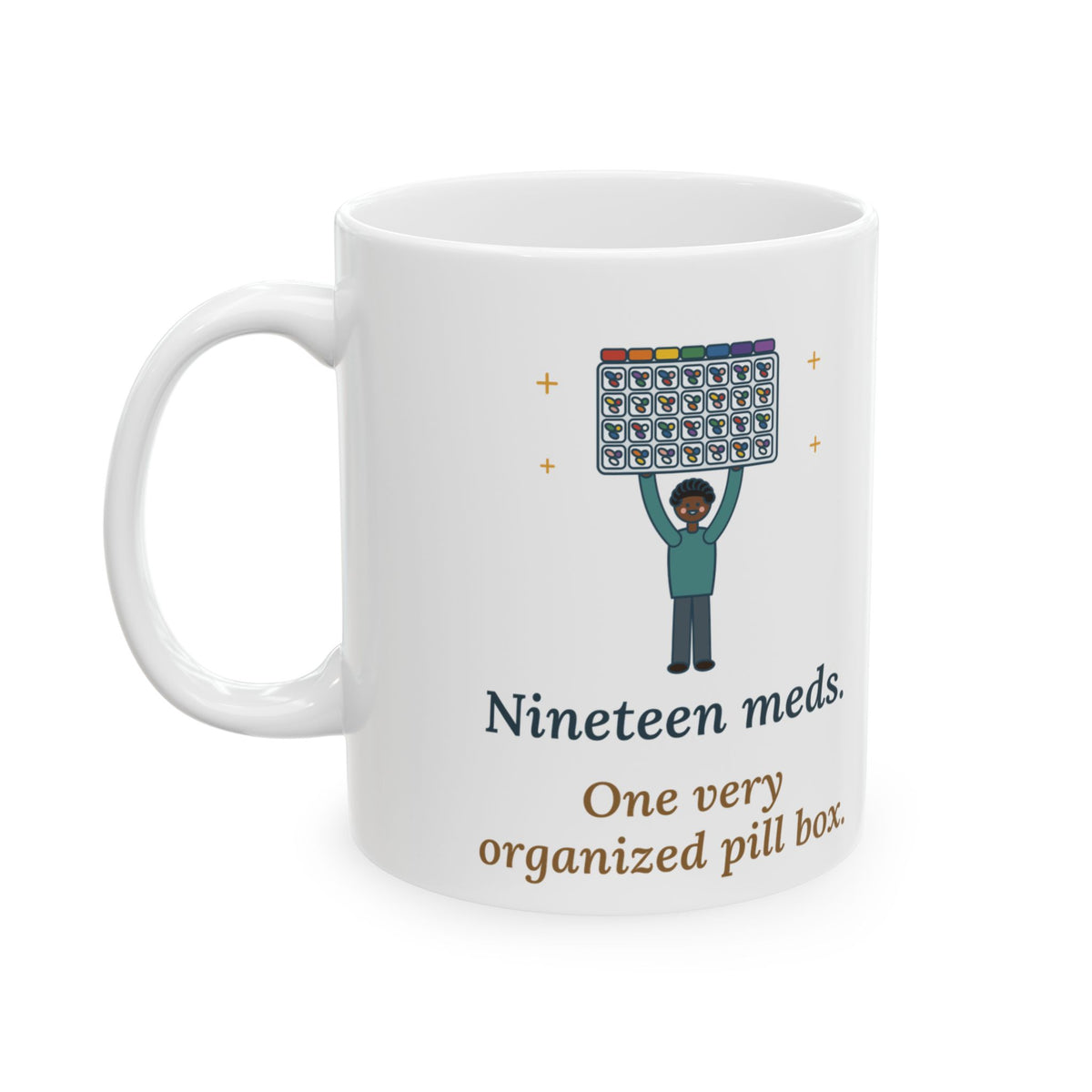 Transplant Nurse Mug 11oz - Nineteen Meds, One Very Organized Pill Box, Nurse Coffee Mug