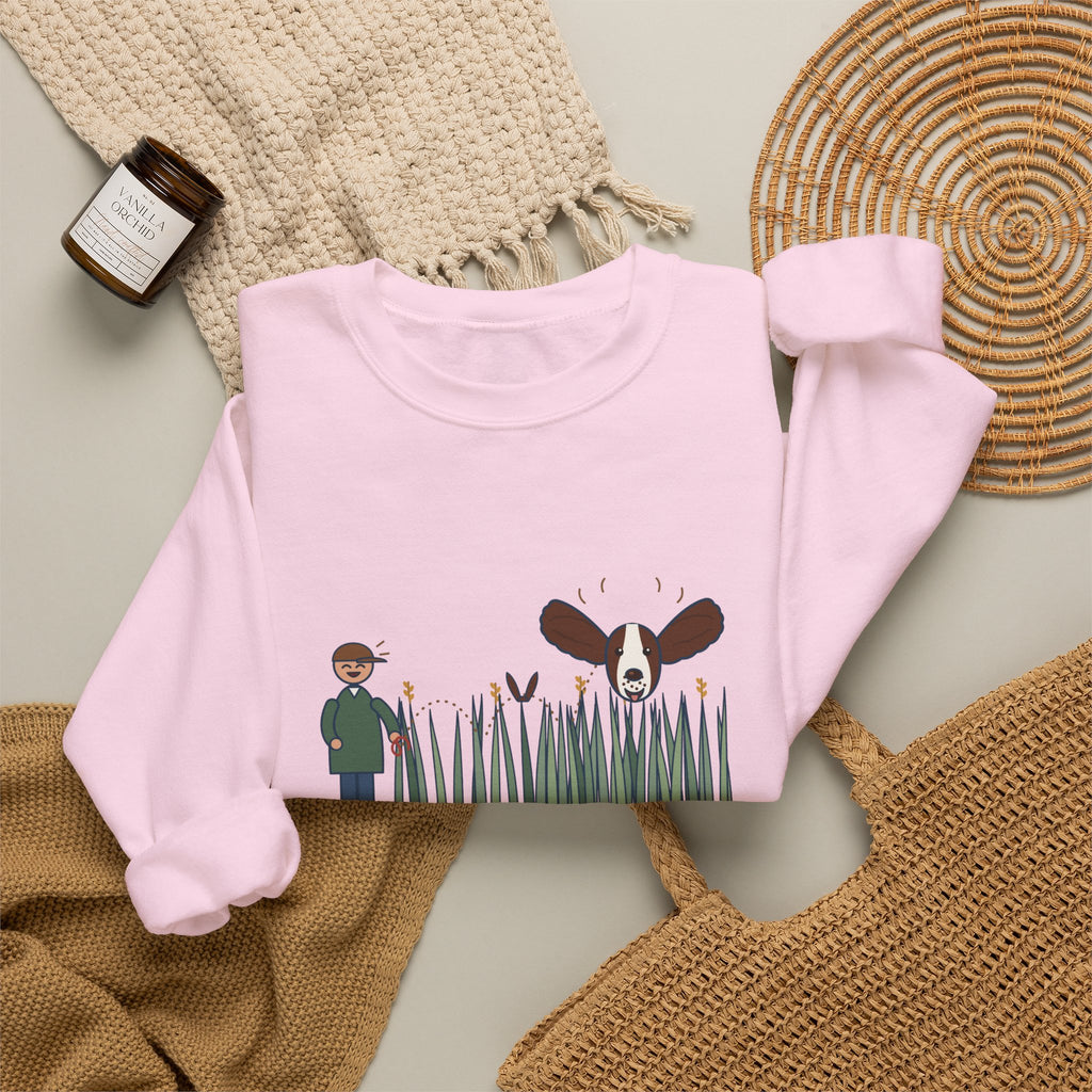 English Springer Spaniel Crewneck Sweatshirt - Only the Ears Showed in the Tall Grass Gift