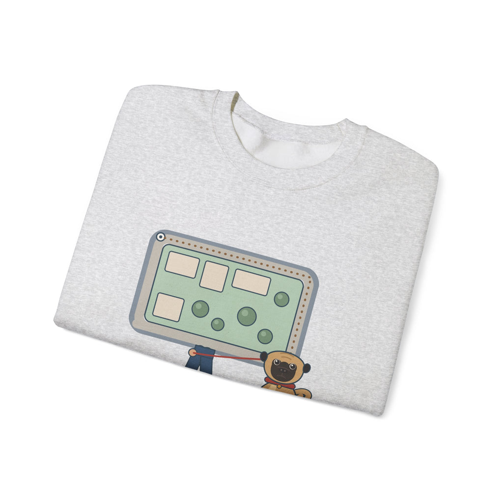 Pug Crewneck Sweatshirt - The Pug Sat Down Halfway Around the Block