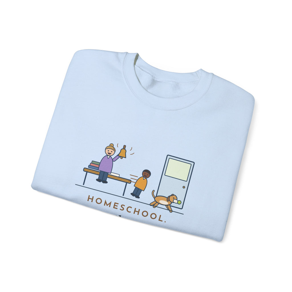 Homeschool Crewneck Sweatshirt - Recess Bell for One Kid and the Dog