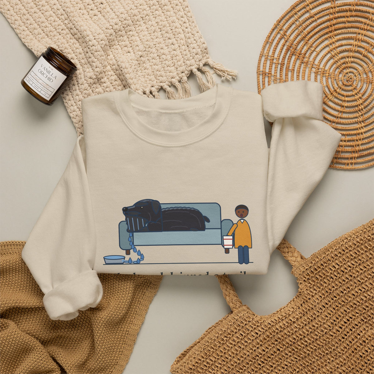 Bouvier des Flandres Crewneck Sweatshirt - Beard Dripped a Trail From the Water Bowl to the Couch