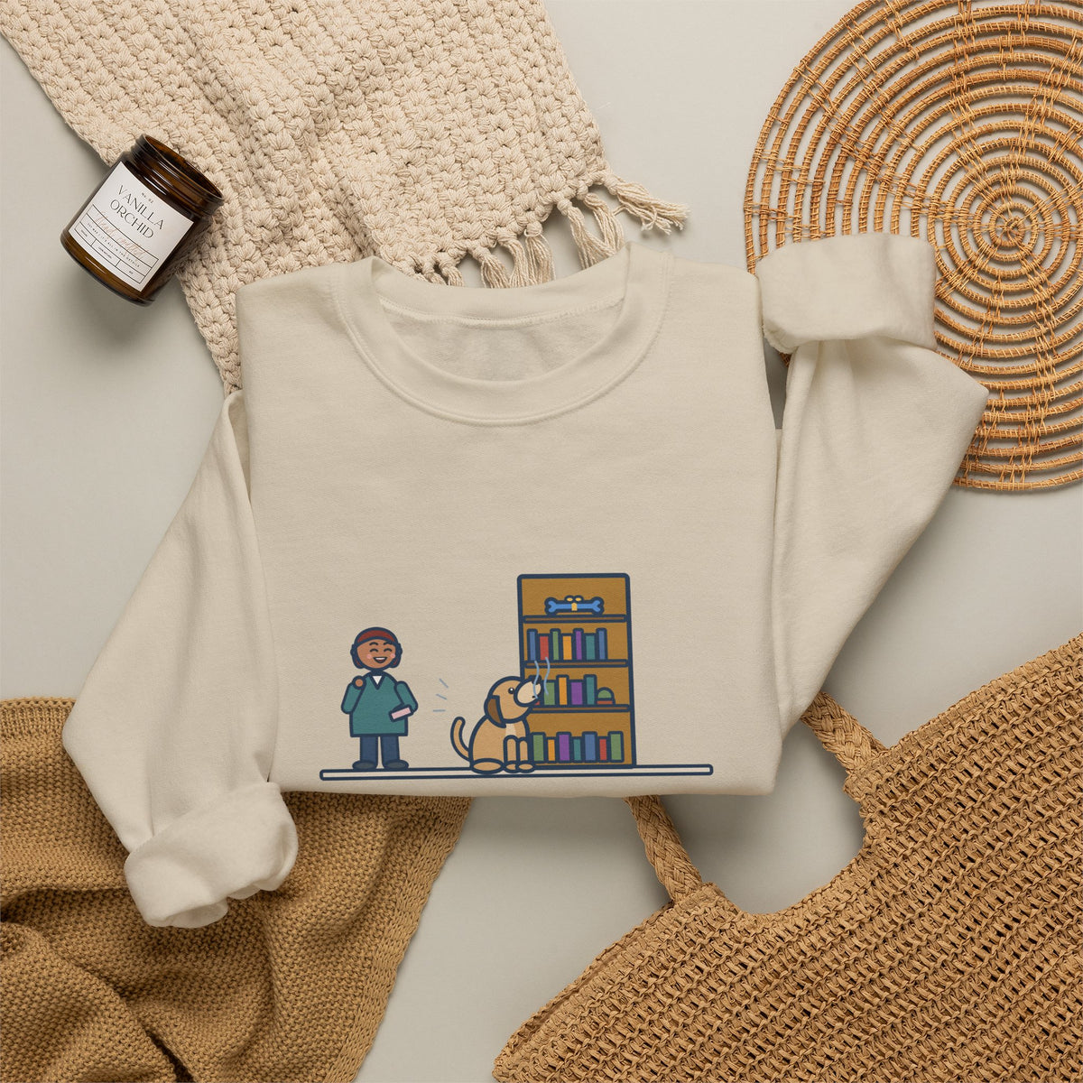Dog's Present Sweatshirt, Hid It High on a Shelf, He Sniffed It Out in Four Seconds, Funny Bookshelf Crewneck