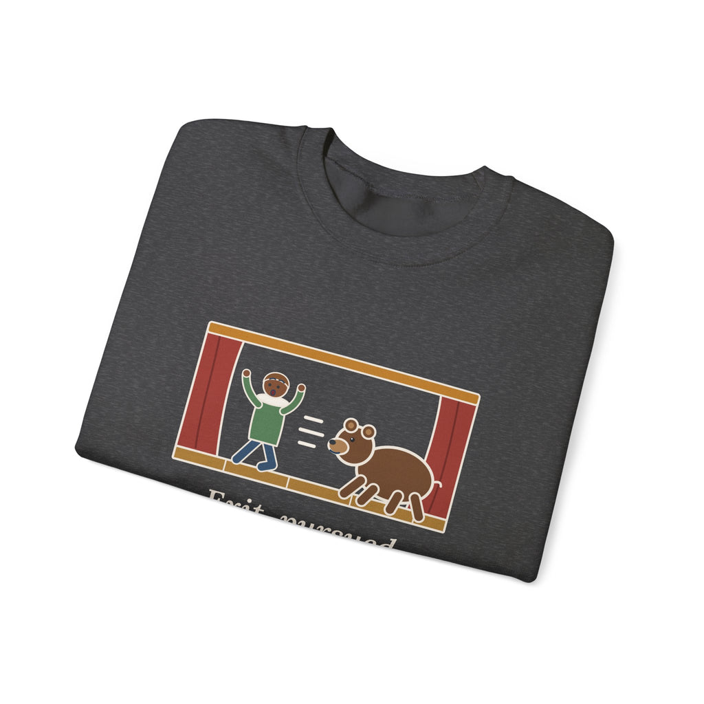 Exit, Pursued by a Bear Sweatshirt, Theatre Shakespeare Quote Crewneck with Stage Chase