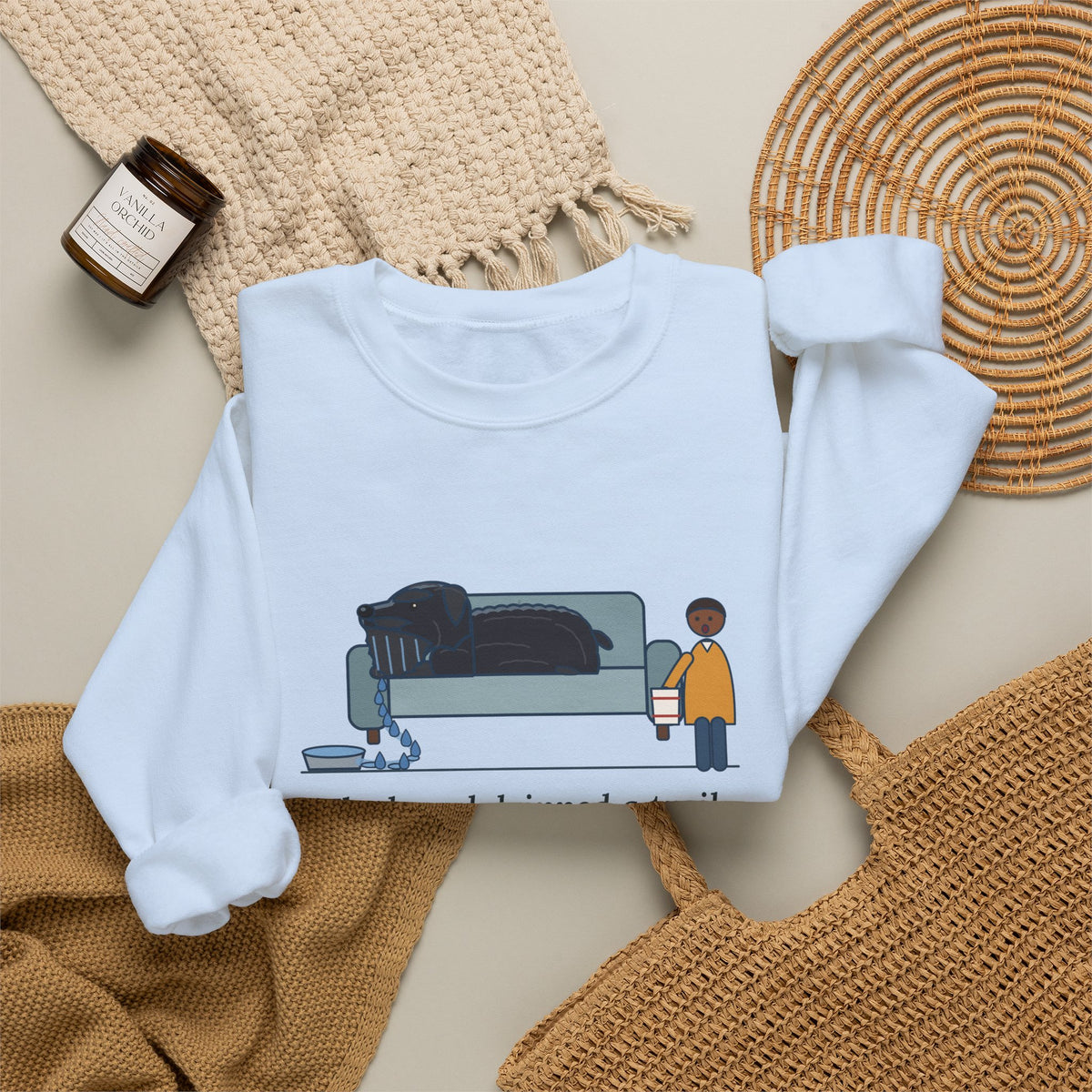 Bouvier des Flandres Crewneck Sweatshirt - Beard Dripped a Trail From the Water Bowl to the Couch