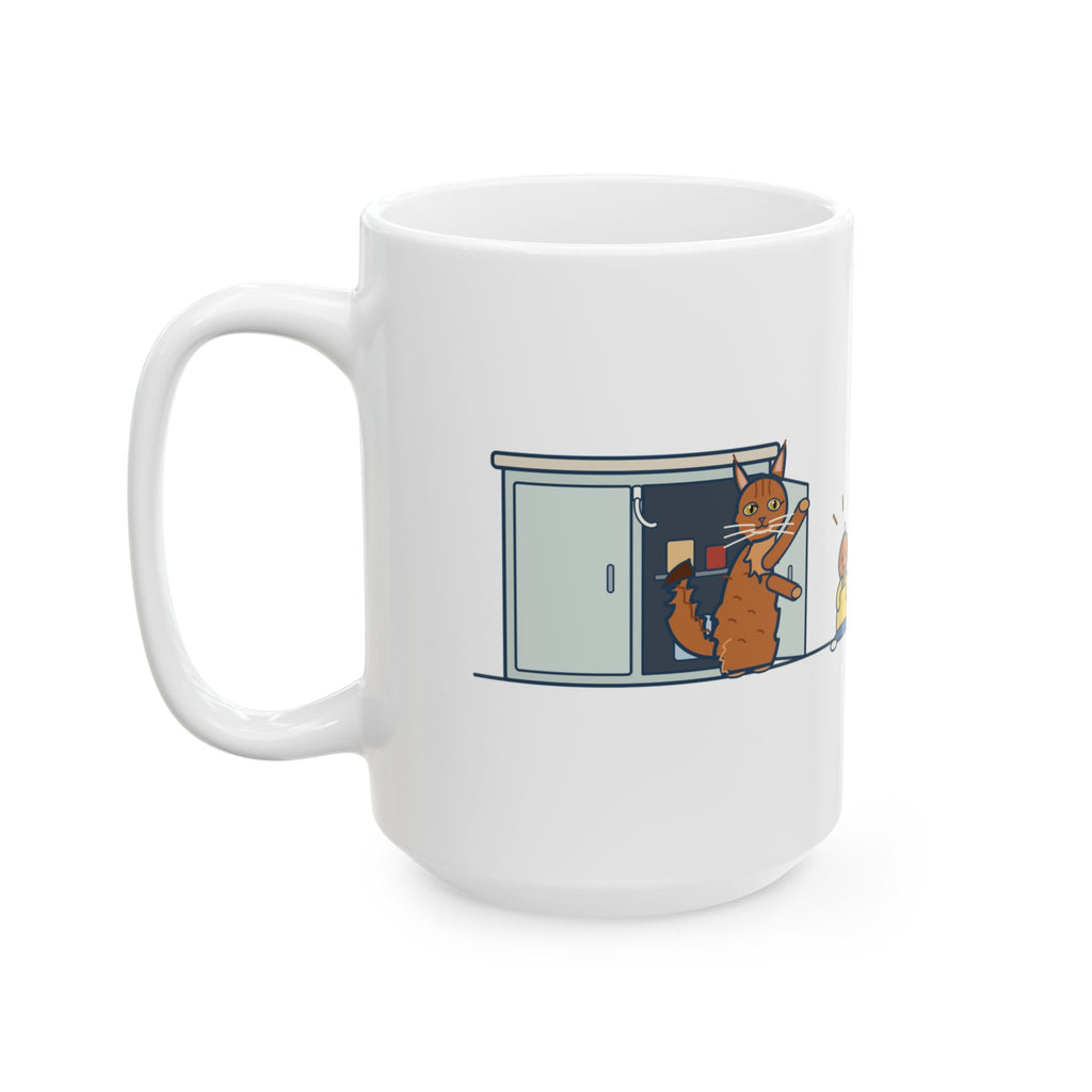 Large 15oz Somali Cat Mug - Clever Cat Opens the Child Lock Before the Toddler
