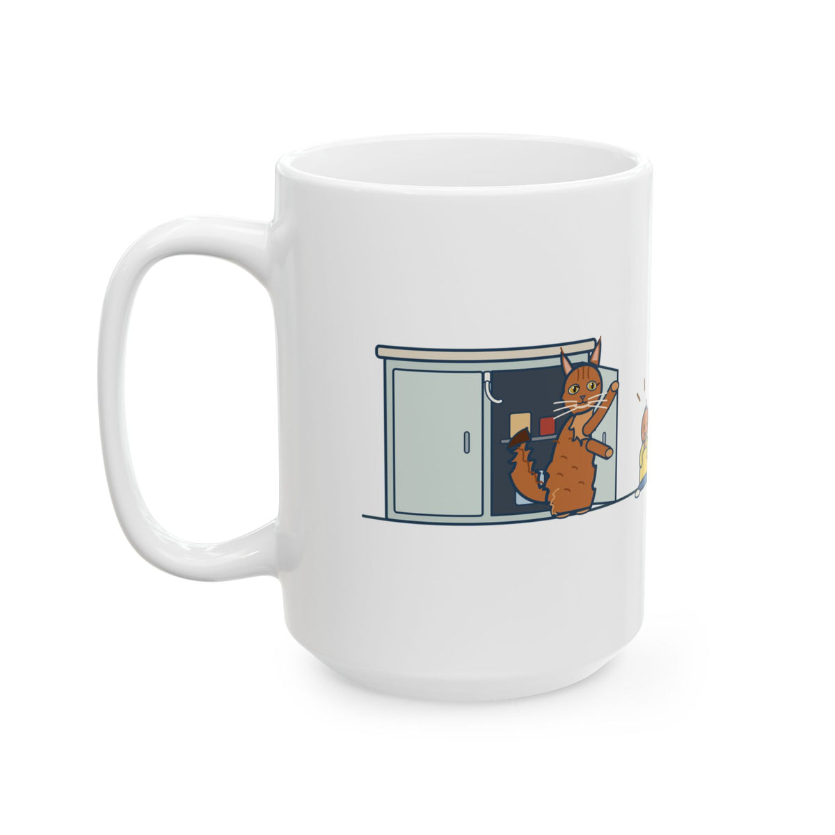 Large 15oz Somali Cat Mug - Clever Cat Opens the Child Lock Before the Toddler