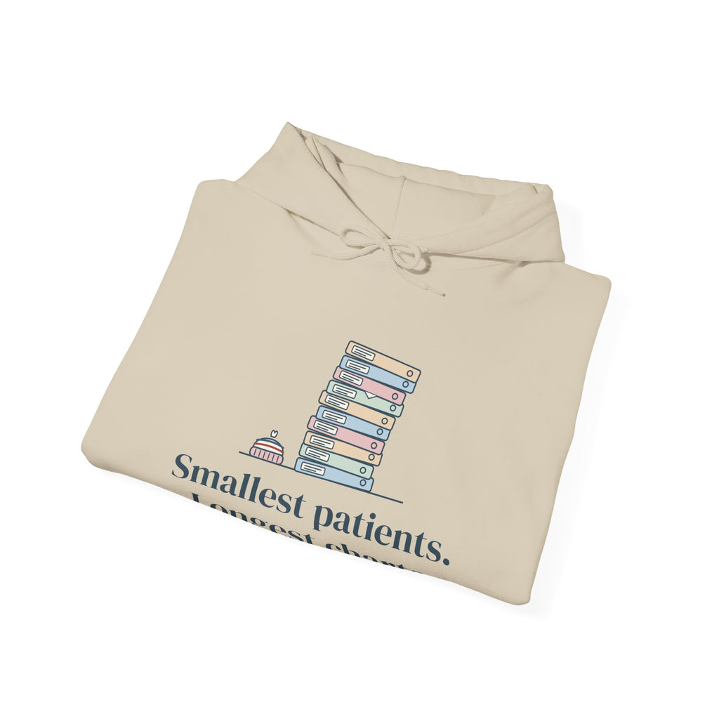 NICU Nurse Hoodie - Smallest Patients. Longest Charts. Neonatal Nurse Hooded Sweatshirt Gift