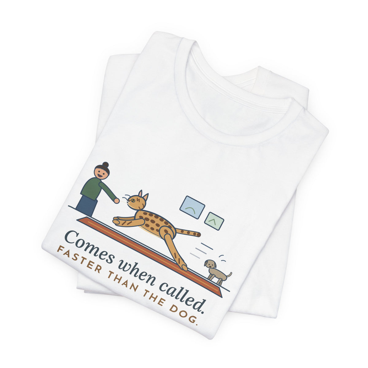 Ocicat T-Shirt - Comes When Called, Faster Than the Dog Funny Cat Tee