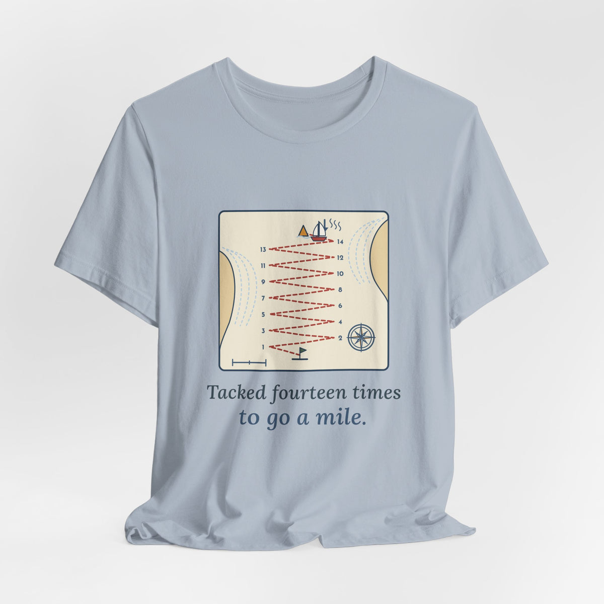 Sailing T-Shirt - Tacked Fourteen Times to Go a Mile Funny Sailor Tee