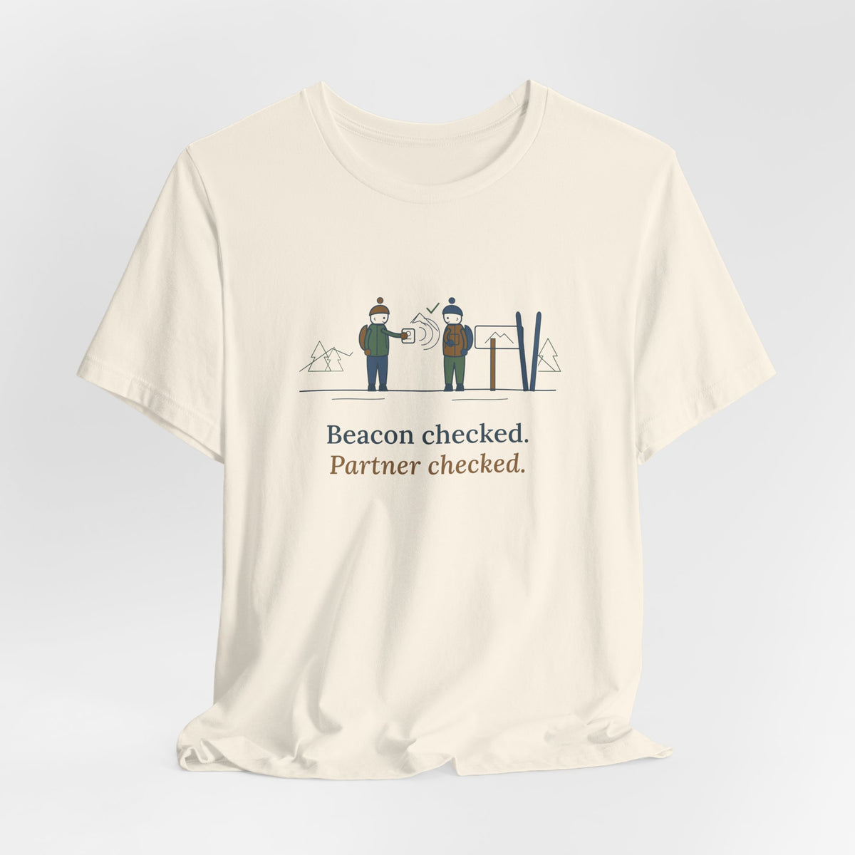 Backcountry Ski T-Shirt - Beacon Checked. Partner Checked. Ski Touring Tee