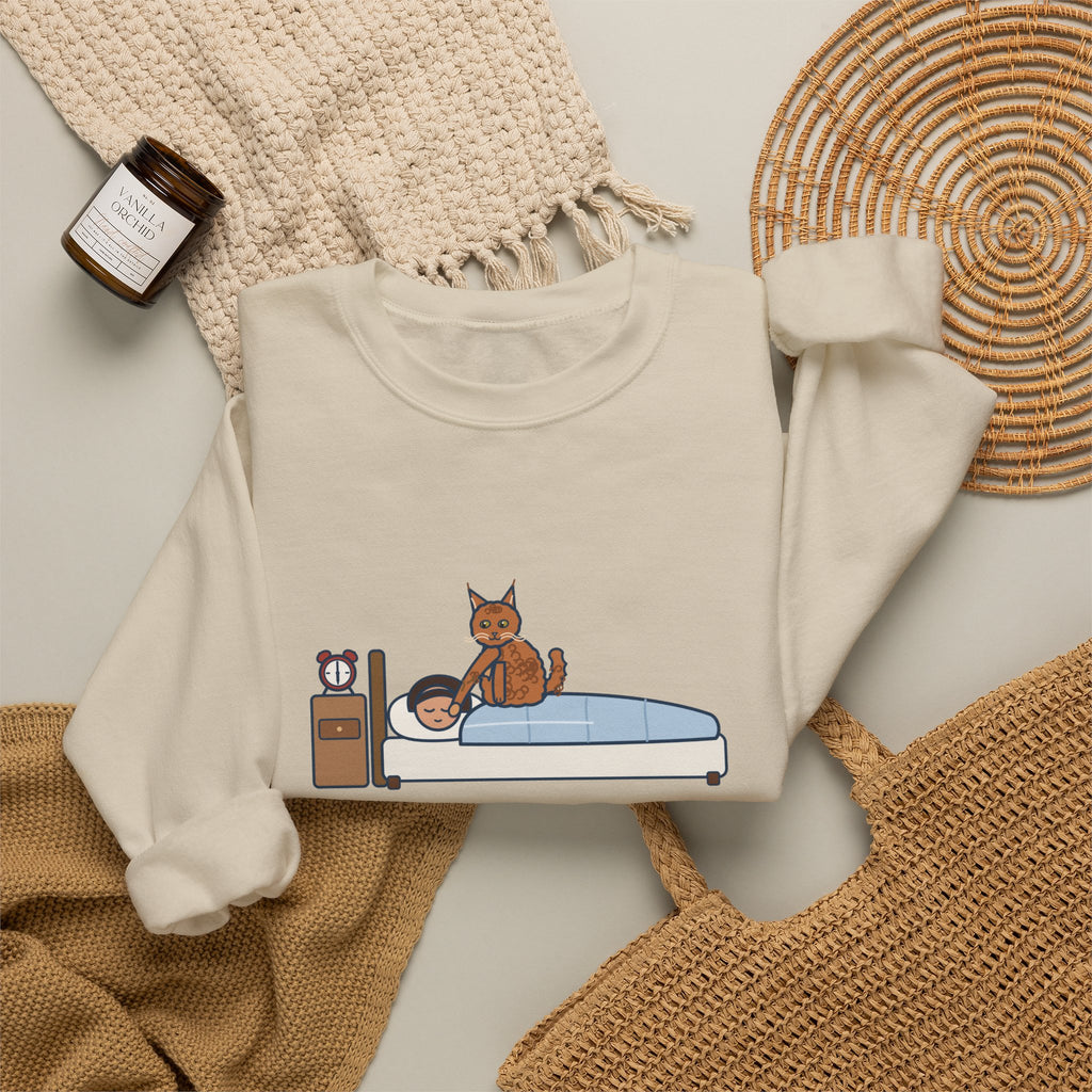 LaPerm Cat Crewneck Sweatshirt - Pats My Cheek With One Paw at Six A.M. Cat Owner Gift