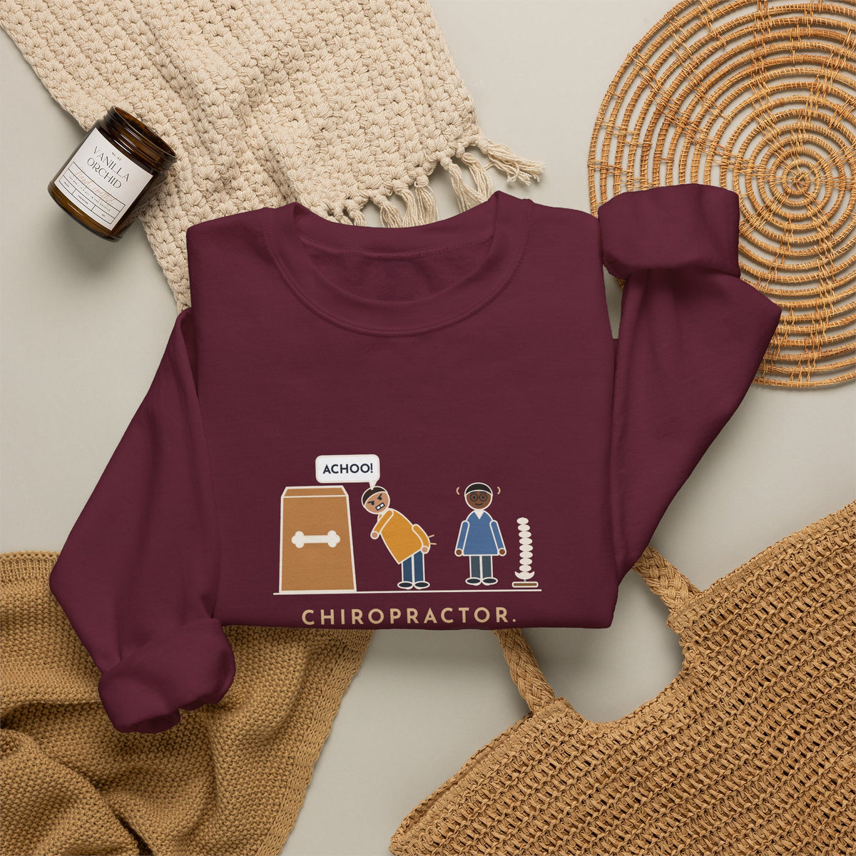 Chiropractor Sweatshirt, Asked What Happened, I Sneezed While Picking Up the Dog Food, Funny Office Visit Crewneck