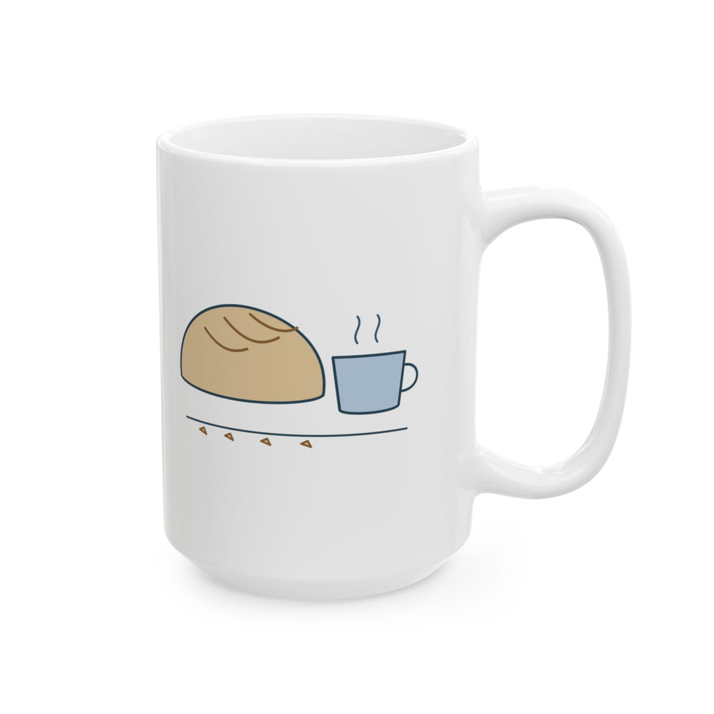 Large 15oz Sourdough Mug - Ten-Hour Bread. Five-Minute Coffee. Plain White Baker Mug