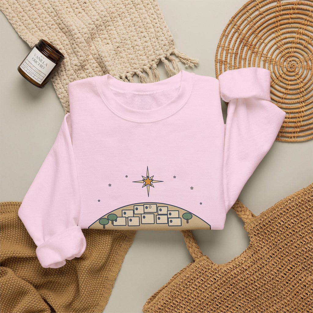 O Little Town of Bethlehem Sweatshirt, Christmas Brooks Quote Crewneck with Hill Town Star