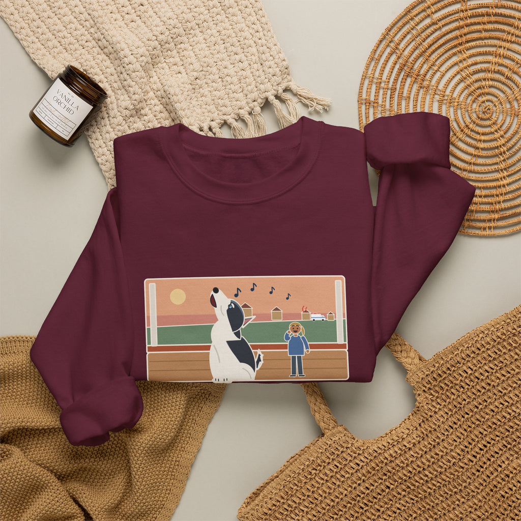 Pitsky Sweatshirt, Heard a Siren Two Streets Over and Sang Along Until It Was Gone, Funny Porch Concert Crewneck