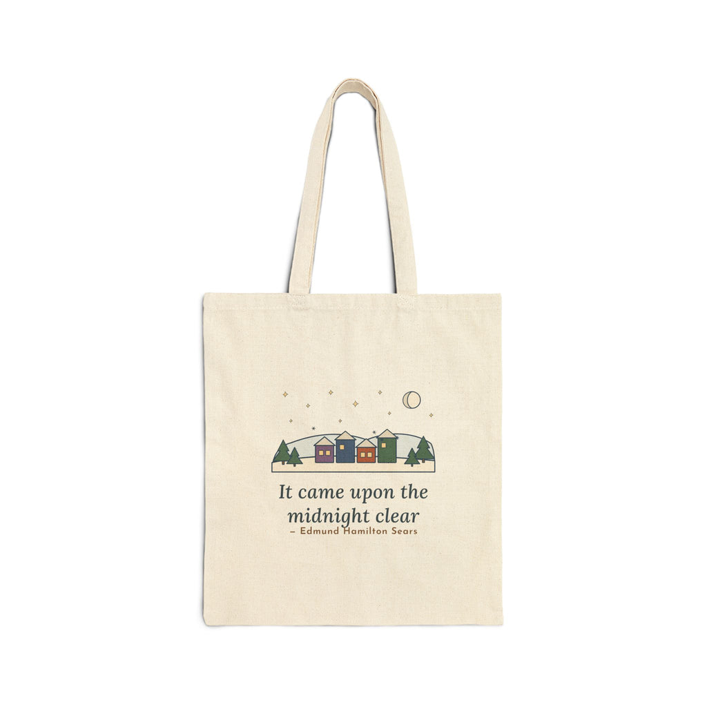 It Came Upon the Midnight Clear Tote Bag, Christmas Sears Quote Tote with Clear Midnight