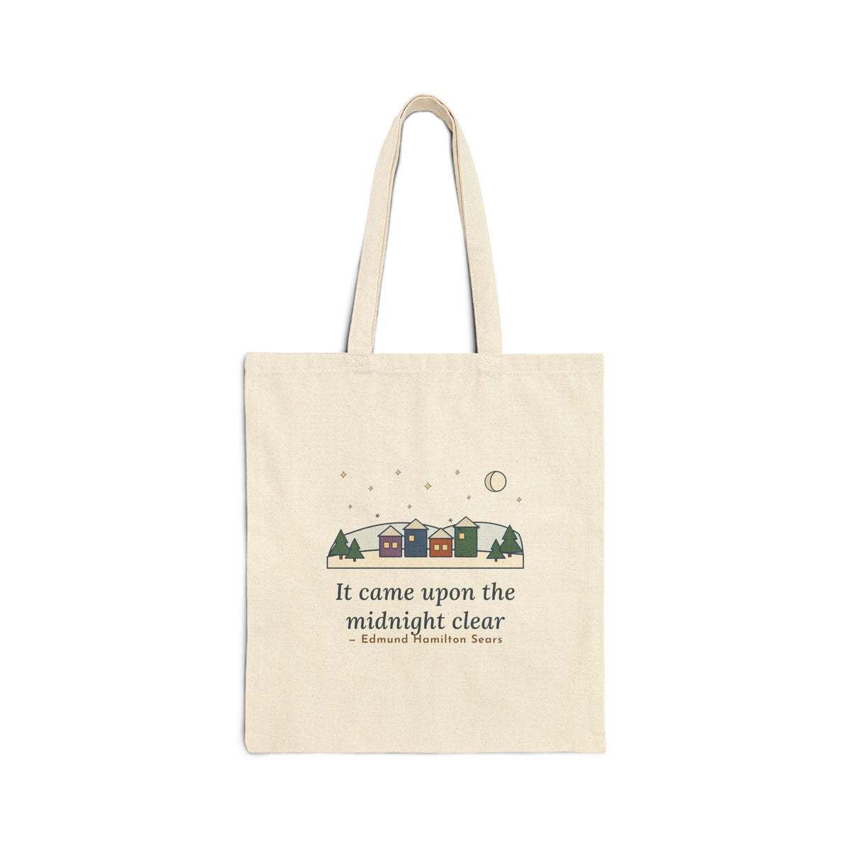 It Came Upon the Midnight Clear Tote Bag, Christmas Sears Quote Tote with Clear Midnight