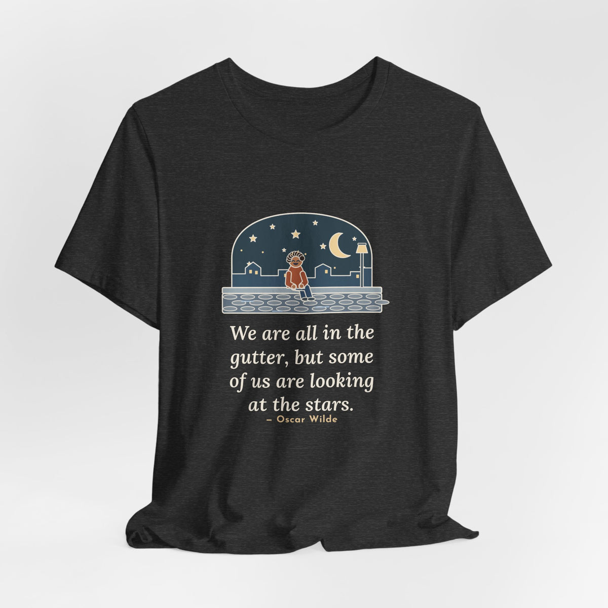 Oscar Wilde Quote T-Shirt, Some of Us Are Looking at the Stars, Literary Stargazer Curb Tee
