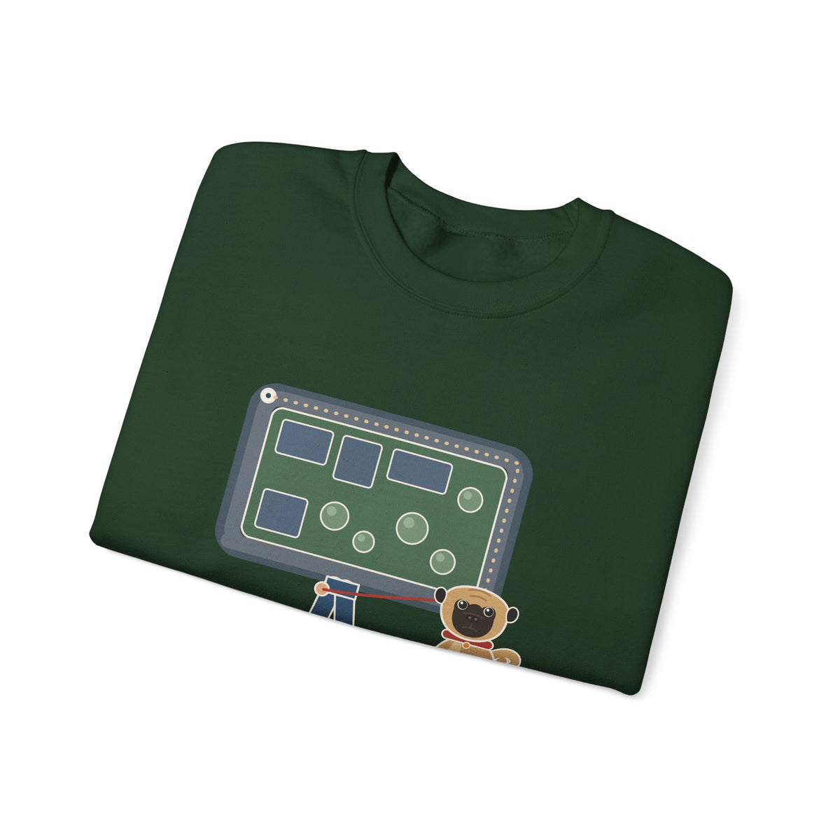 Pug Crewneck Sweatshirt - The Pug Sat Down Halfway Around the Block