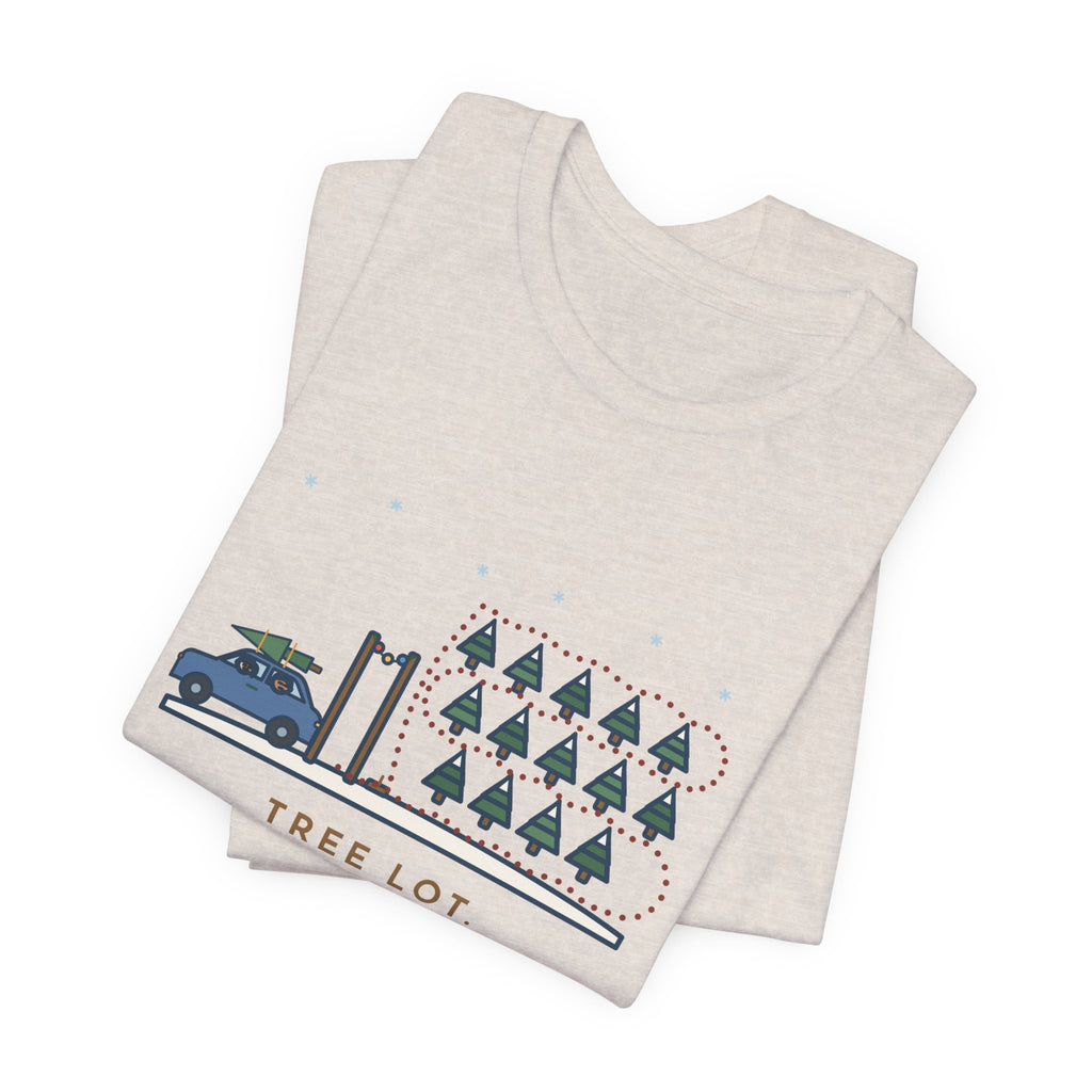 Funny Christmas Tree T-Shirt, Walked Past Forty Trees for an Hour, Bought the First One We Saw, Tree Lot Loop Tee