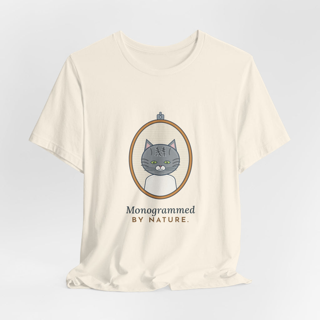 Gray Tabby Cat T-Shirt - Forehead M Initial, Nature's Own Letter Tabby Cat Lover Tee