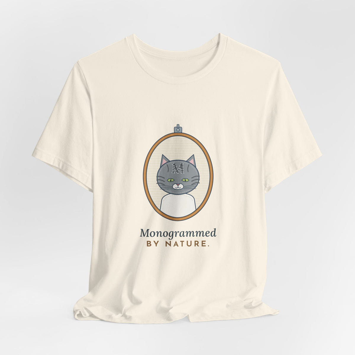 Gray Tabby Cat T-Shirt - Forehead M Initial, Nature's Own Letter Tabby Cat Lover Tee