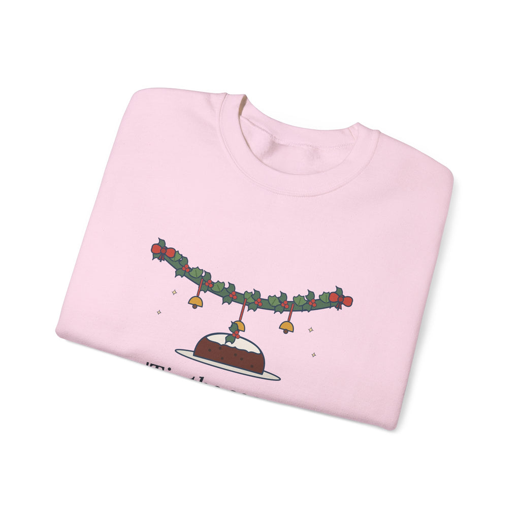 Tis the Season to Be Jolly Sweatshirt, Christmas Oliphant Quote Crewneck with Holly Swag